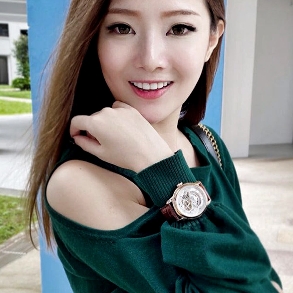 ARIES GOLD INFINUM EL TORO Rose Gold Men's Watch with Genuine Brown Leather Strap - Luxury Dress Watch for Business, Formal Occasions & Gifts