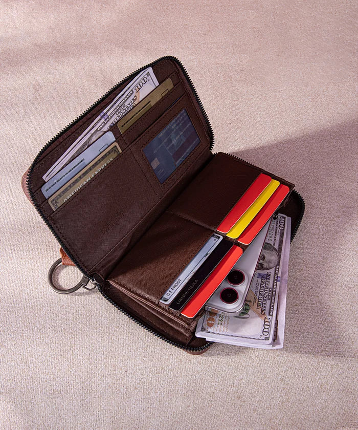 Wrangler Aztec Print Dual Sided Canvas Wallet for Men & Women - Stylish Bifold Wallet for Everyday Use, Travel, and Outdoor Adventures