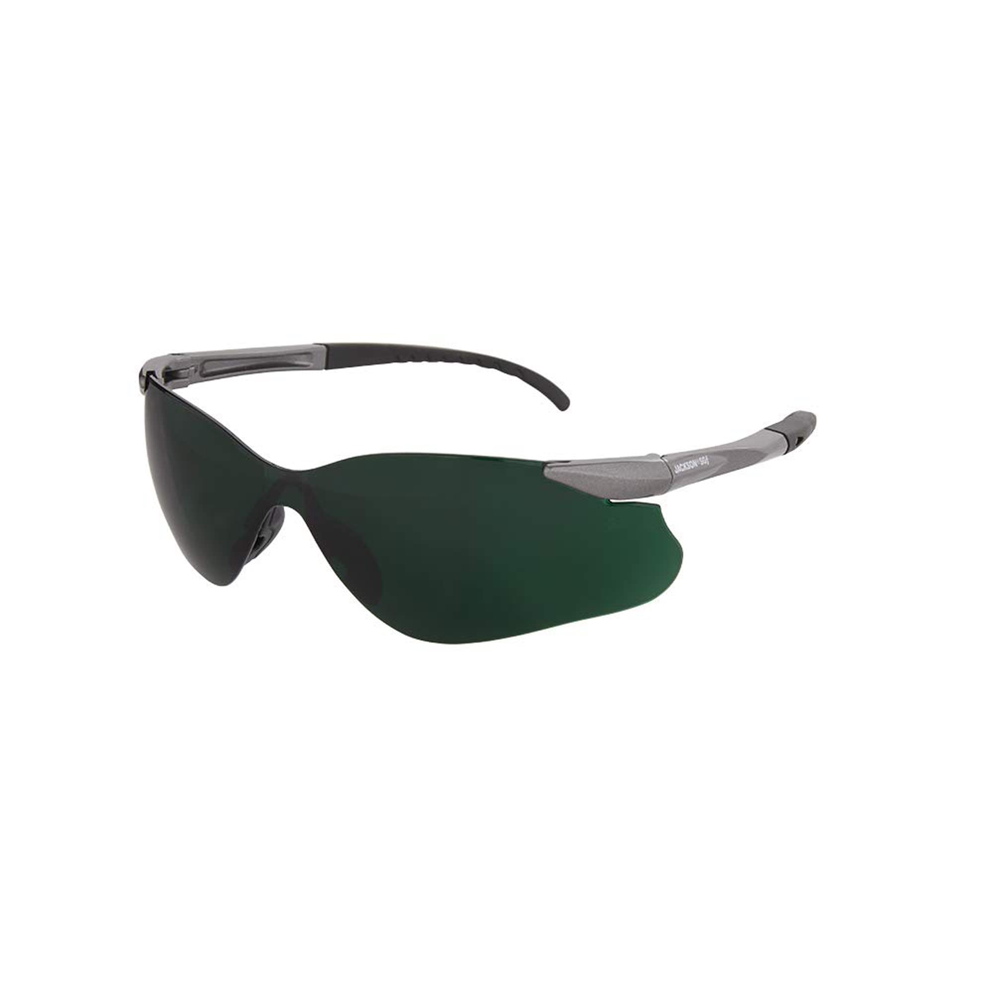 Jackson Safety SGf Safety Glasses - Lightweight & Ultra-Strong with Anti-Scratch Coating, Shade 5 IR Lens, Soft Touch Temples & Flexible Nose Piece (Gunmetal Frame, 12 Pairs/Case) - Perfect for Welding, Construction, and Industrial Work Protection
