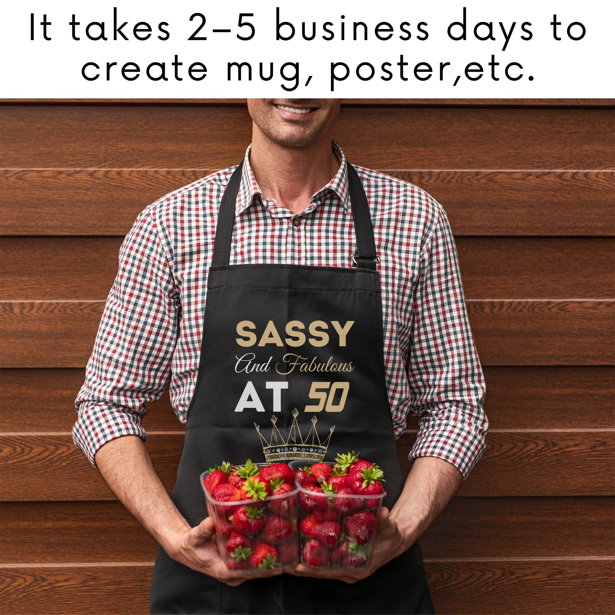 50th Birthday Apron for Men & Women - Sassy Fabulous Since 1971/1972 - One Size Fits All Kitchen Apron - Perfect for Birthday Parties, BBQ Cooking & Anniversary Celebrations