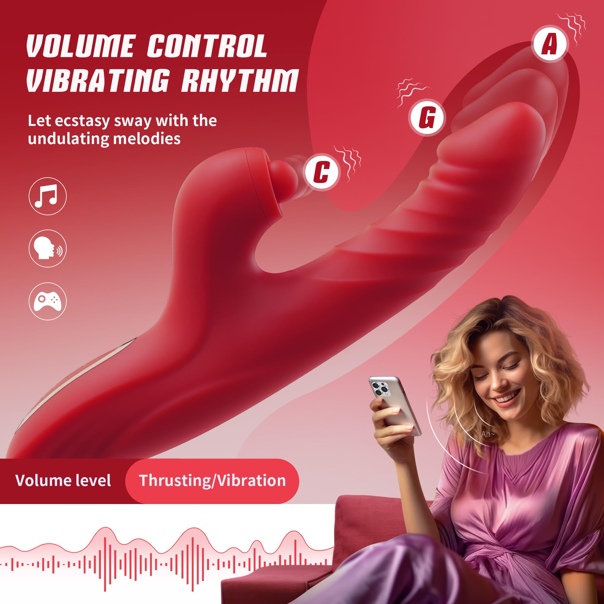 Toendi G Spot & Clitoral Stimulator - 10 Vibration Modes & 7 Thrusting Patterns Rabbit Vibrator with Licking Function - Adult Sex Toy for Women & Couples - Perfect for Solo Play, Couples Intimacy & Sensual Exploration