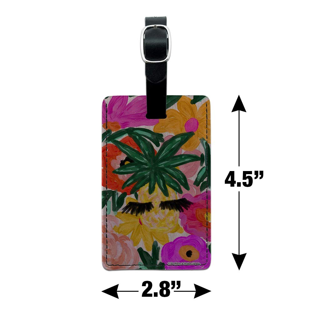 Stylish Pineapple Print Leather Luggage Tag - Rectangle Suitcase ID Card Holder for Carry-On Bags | Perfect for Travel, Business Trips & Vacation