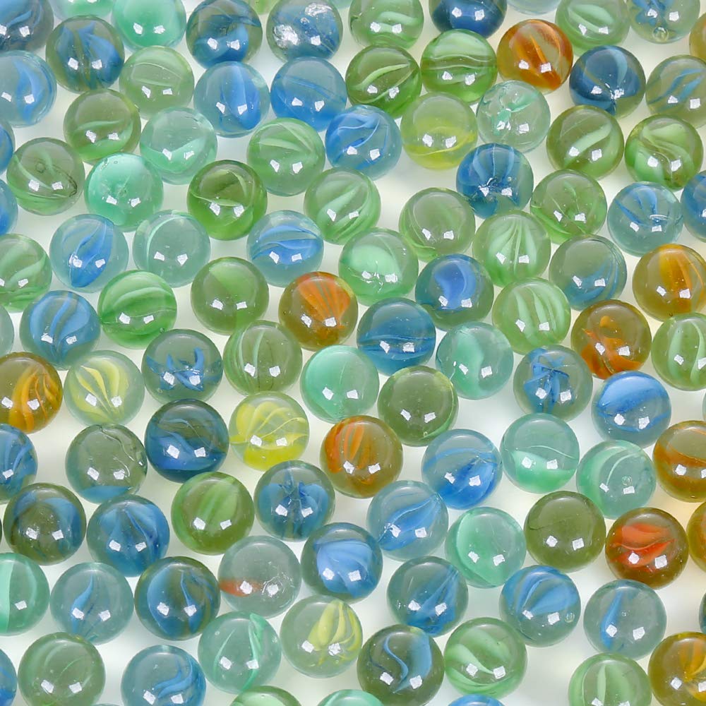 200-Piece Bulk Assorted Color Glass Marbles - 9/16
