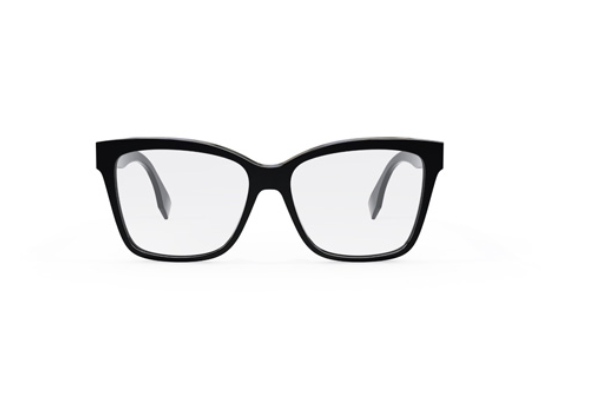 FENDI O'LOCK FE50025I 001 Black Square Women's Eyeglasses - Stylish Designer Glasses for Women, Fashionable Square Frames for Everyday Wear & Office Use