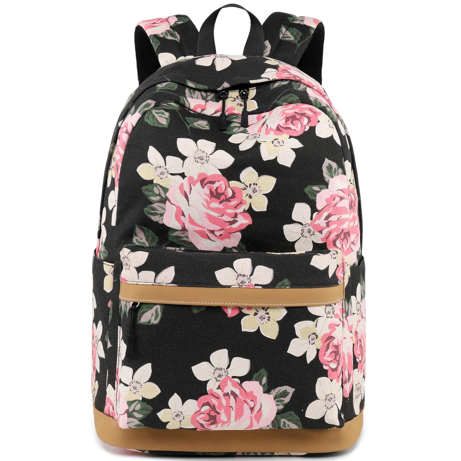Floral Print Canvas Backpack for Women & Teens - School, College, Travel Daypack with USB Charging Port - Perfect for School, Work, Commuting & Weekend Getaways