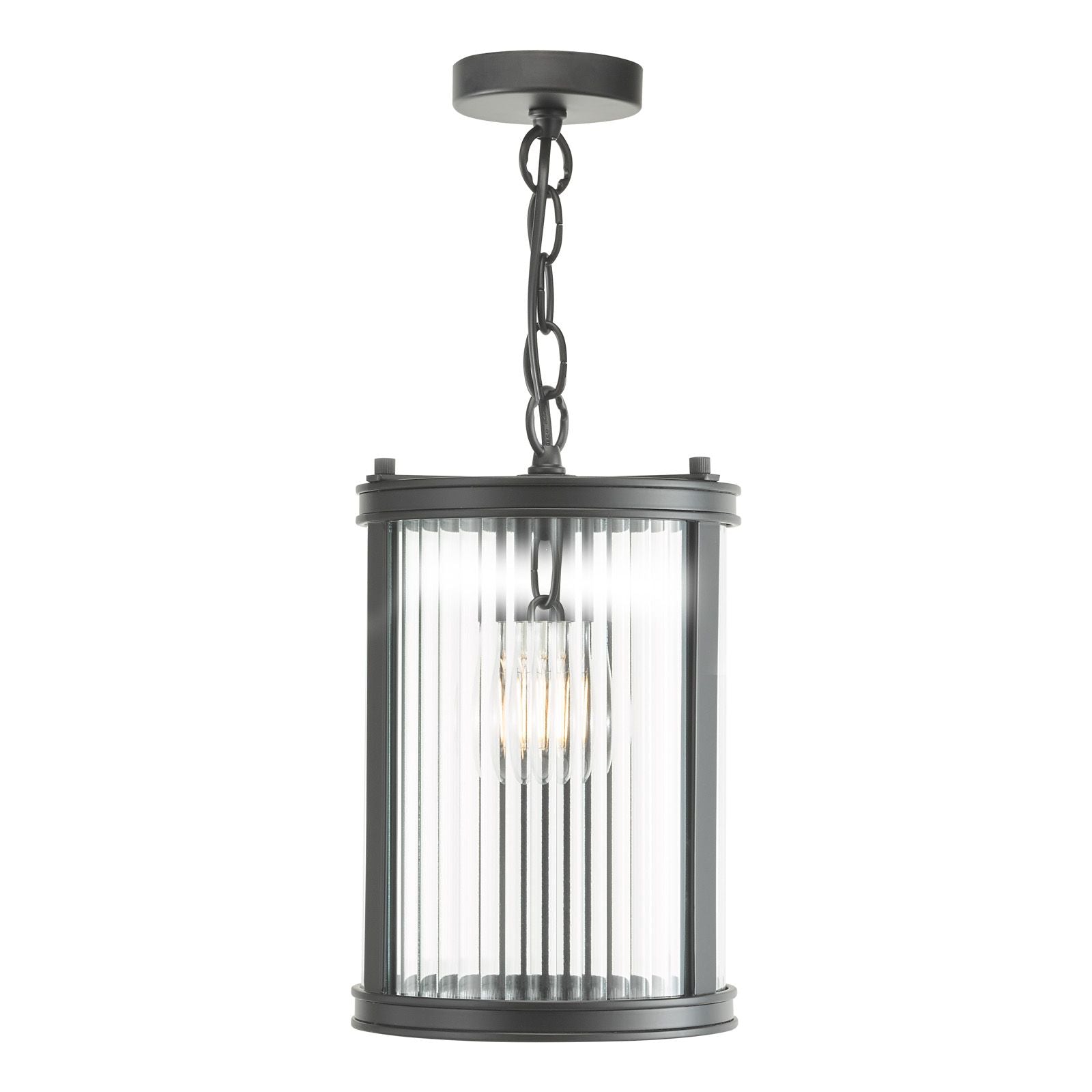 Bianka Pendant Light Fixture - Bronze & Matte Black with Ribbed Glass Shade (E17 Base) - Perfect for Dining Room, Kitchen Island or Bedroom Lighting
