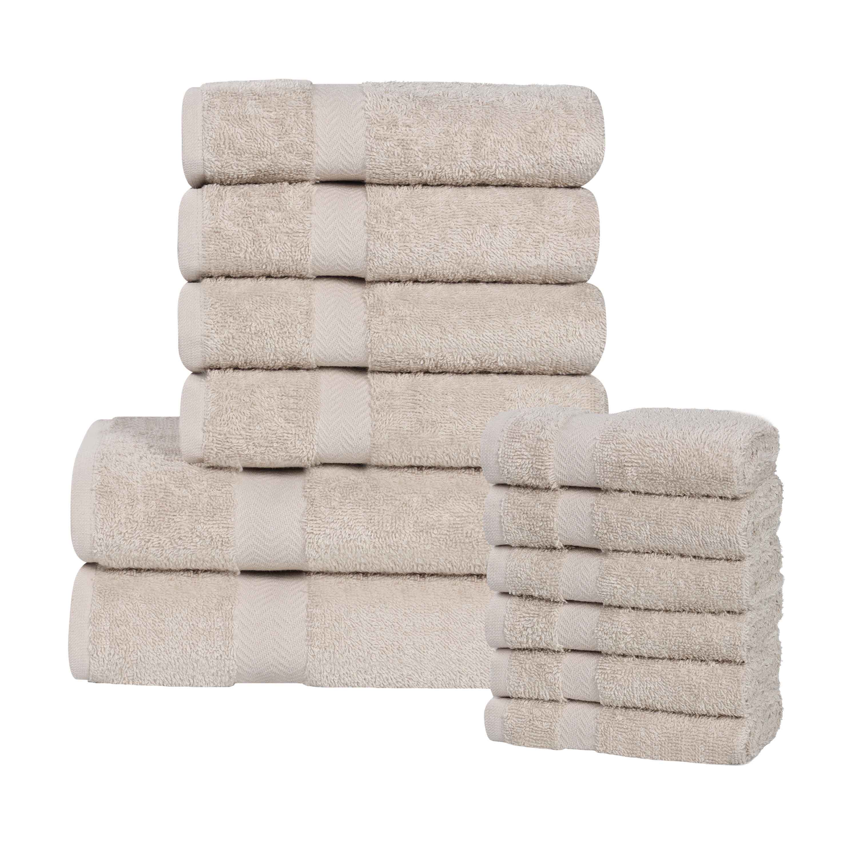 Franklin 100% Cotton Eco-Friendly Bath Towel Set - 12 Piece Soft Absorbent Towels for Bathroom, Spa & Gym Use