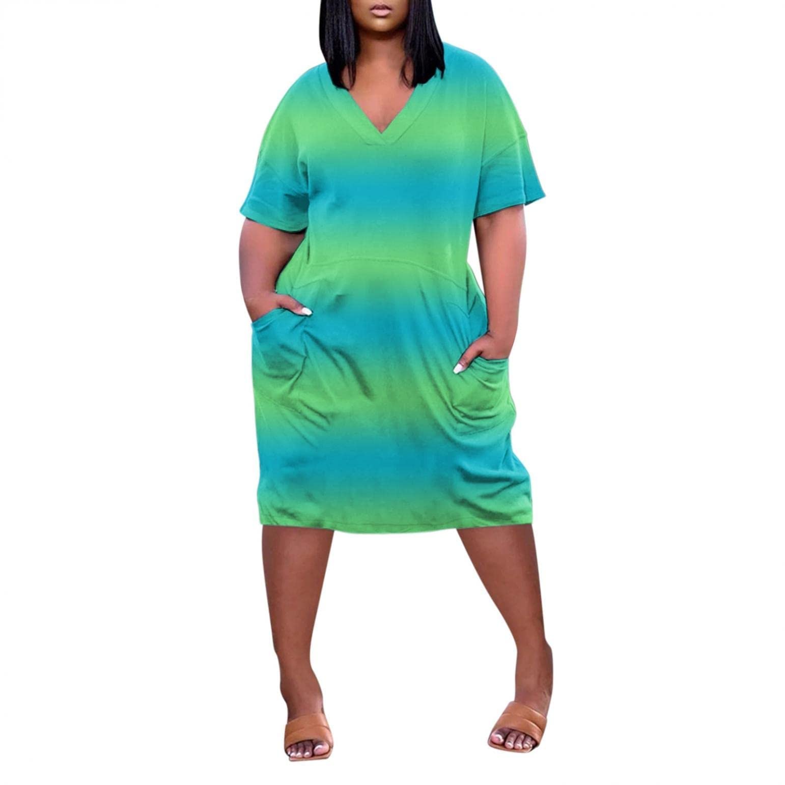 FQZWONG Women's Maxi Dress with Pockets - Summer Casual Oversized Plus Size T-Shirt Dress for Beach, Vacation, Party & Club Night | Perfect for Outdoor Activities, Travel & Date Nights