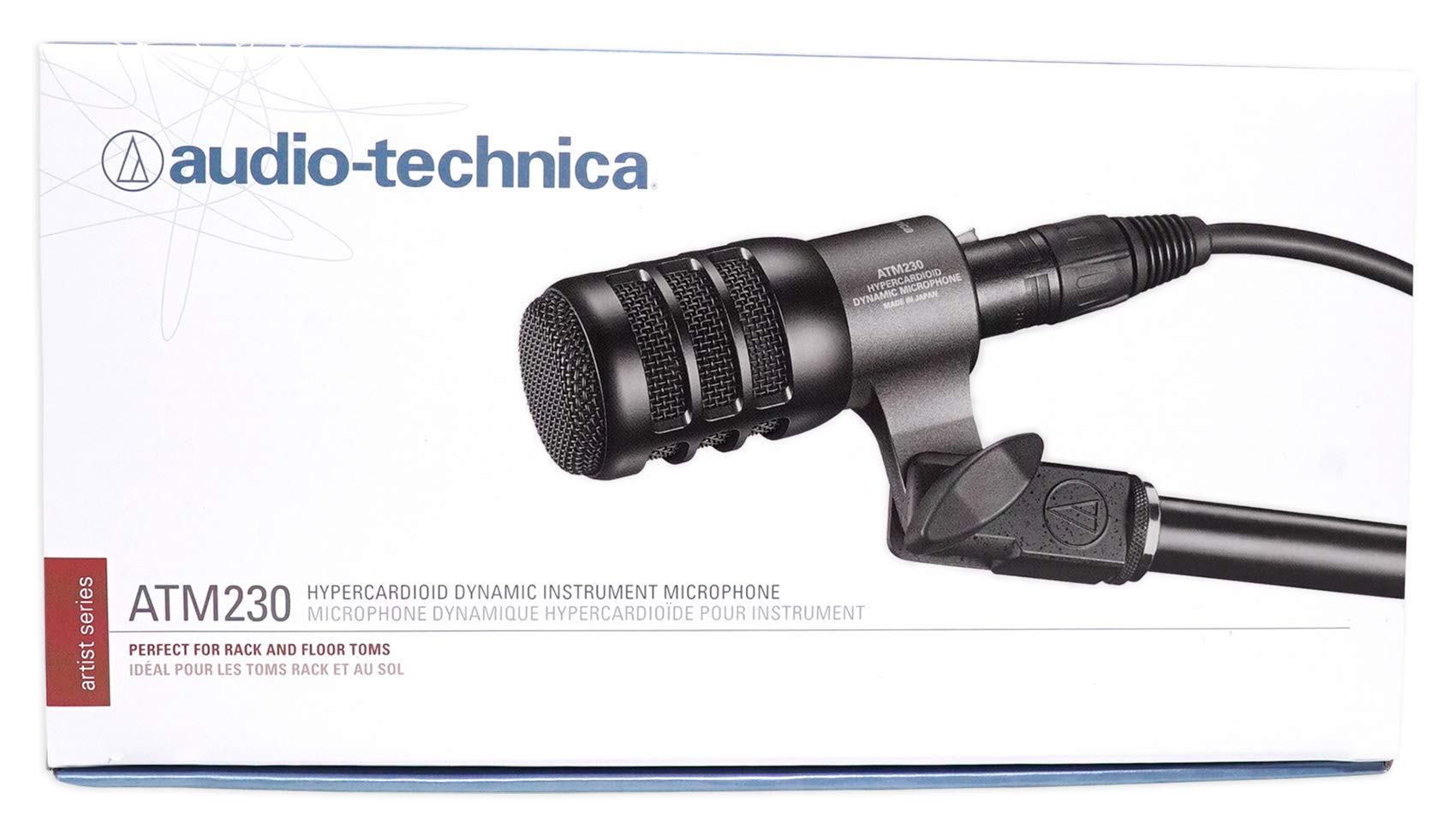 Audio-Technica ATM230 Dynamic Instrument Microphone for Drums - Includes Stand, Mount & Cable - Perfect for Live Performances, Studio Recording & Drum Kits