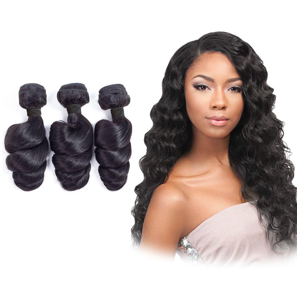Bundle Deals Loose Wave Virgin Human Hair Extensions 100% Natural Black Hair for Women - Perfect for Daily Styling, Parties & Special Occasions