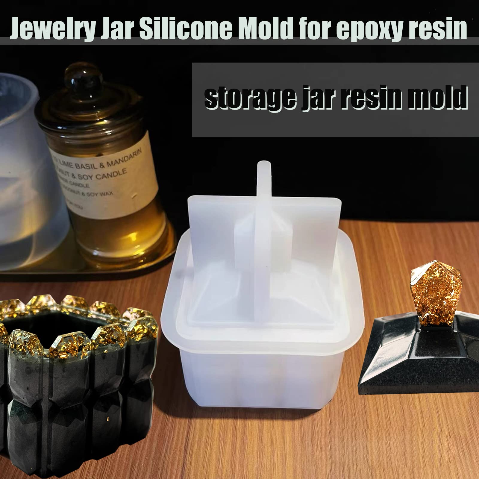 Epoxy Resin Jar Molds with Lids - Silicone Jewelry Storage Box Molds for Trinket Organizer, DIY Resin Casting Containers - Perfect for Home Decor, Craft Projects & Gift Packaging