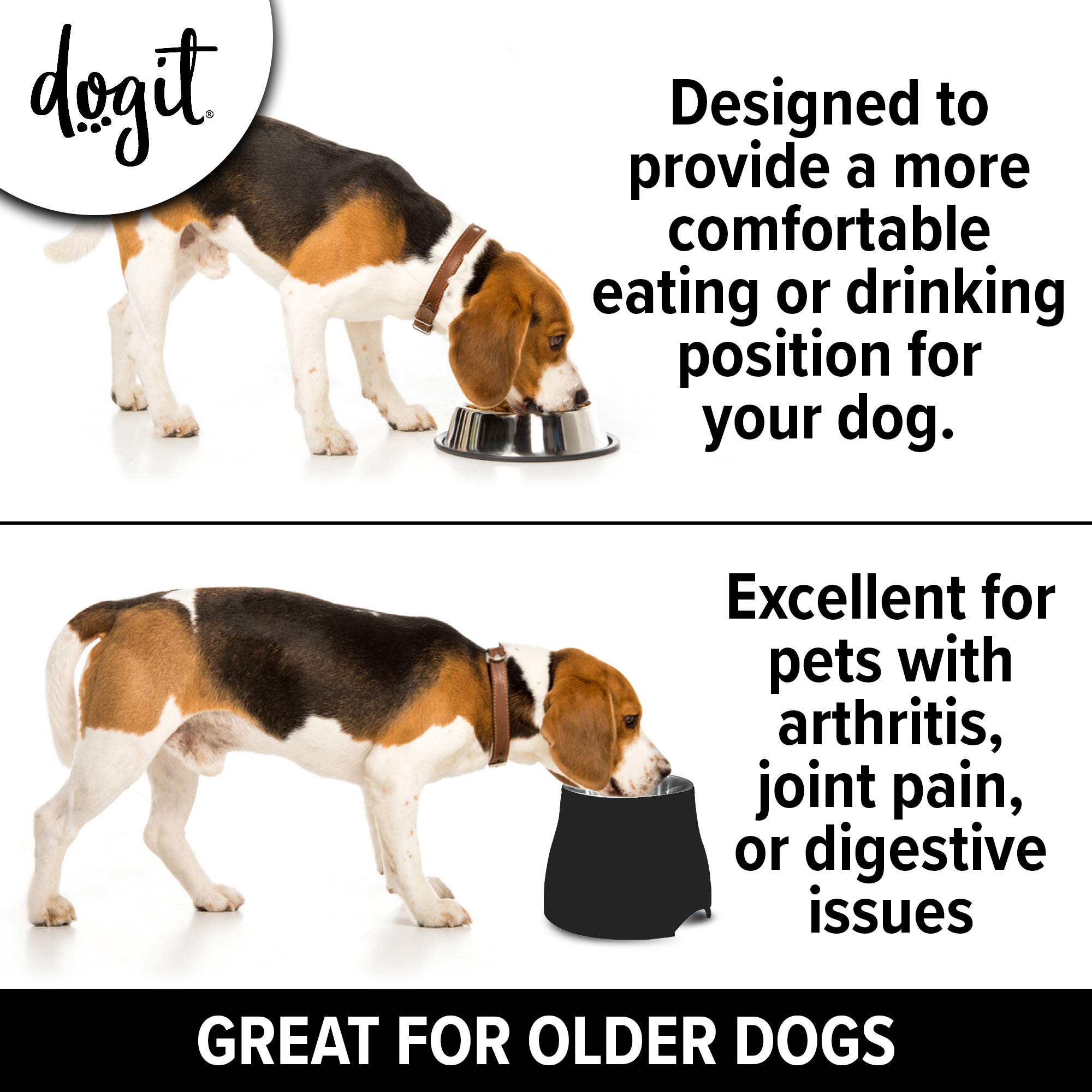 **Elevated Stainless Steel Dog Bowl for Small Dogs - Dog Food & Water Feeder, Black (73744) - Perfect for Indoor & Outdoor Feeding, Travel, and Mess-Free Dining**