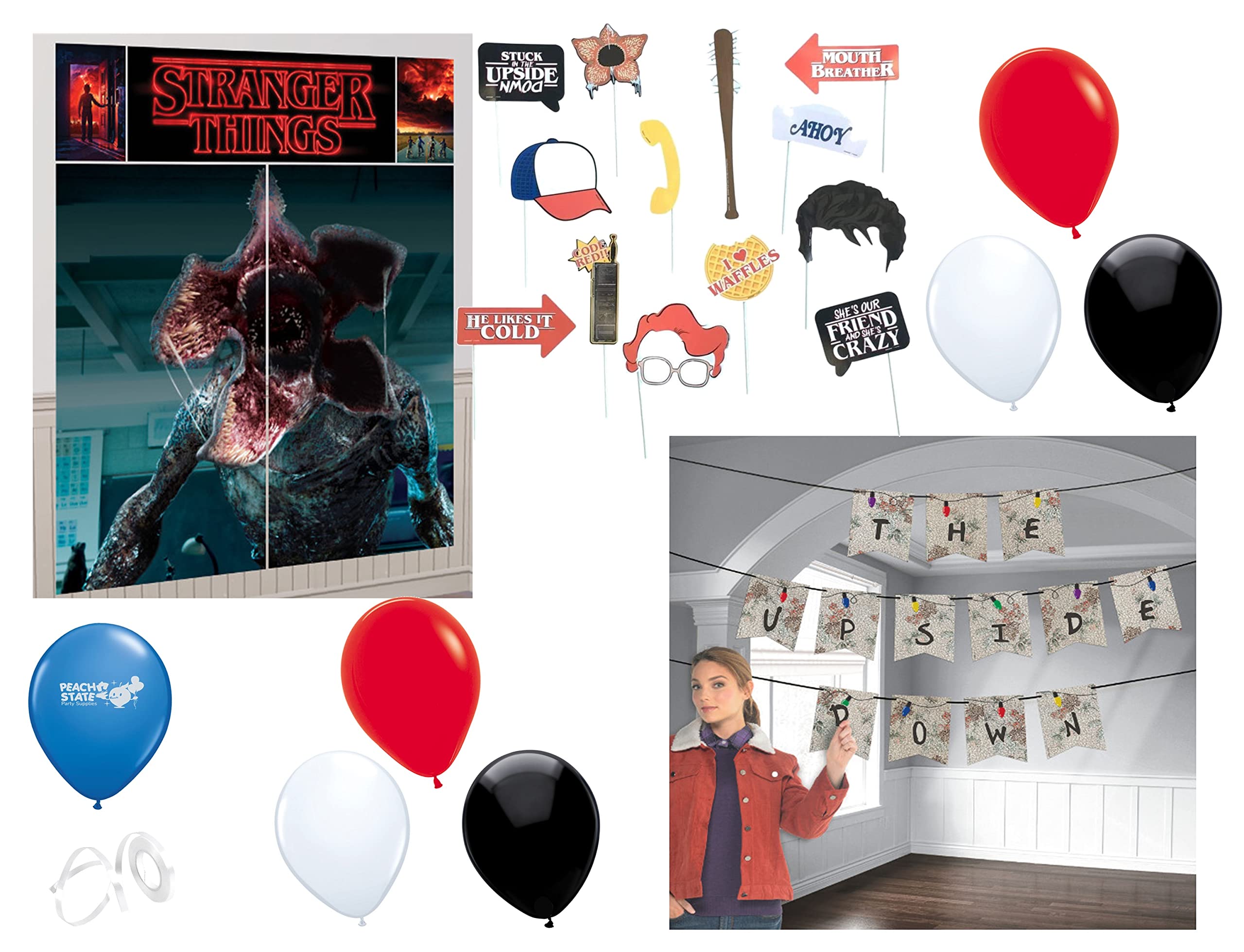 Stranger Things Party Decorations Bundle - Peach State Themed Party Supplies for Halloween, Birthday & TV Show Themed Events