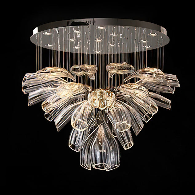 Elegant Glass Lotus Chandelier - Modern Ceiling Light Fixture for Living Room, Bedroom & Dining Room Decor | Perfect for Home, Office & Wedding Venue Lighting