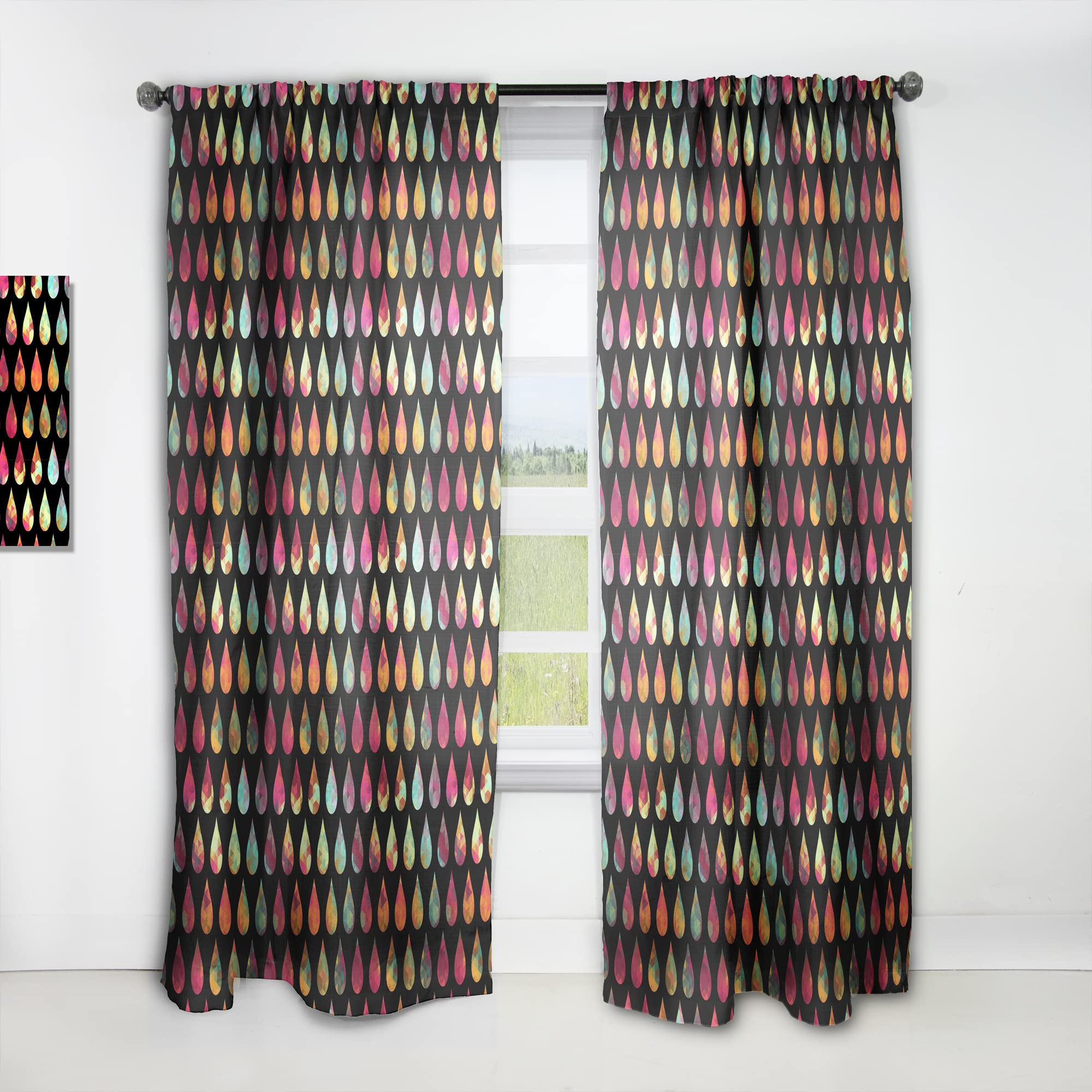 Geometric Pattern Blackout Curtains - Thermal Insulated Single Panel (52x108 inches) for Bedroom & Living Room - Modern Home Decor for Light Blocking & Privacy