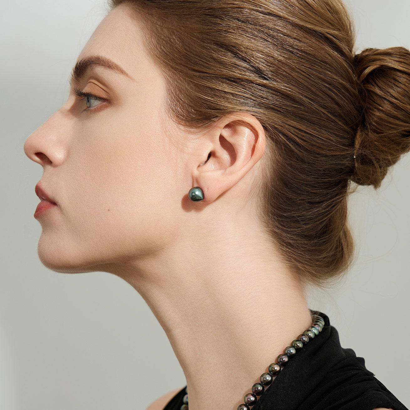 18K Gold Tahitian Baroque Pearl Stud Earrings - AAA Grade Natural Black Pearls for Women | Luxury Jewelry Gift for Anniversary, Wedding & Special Occasions
