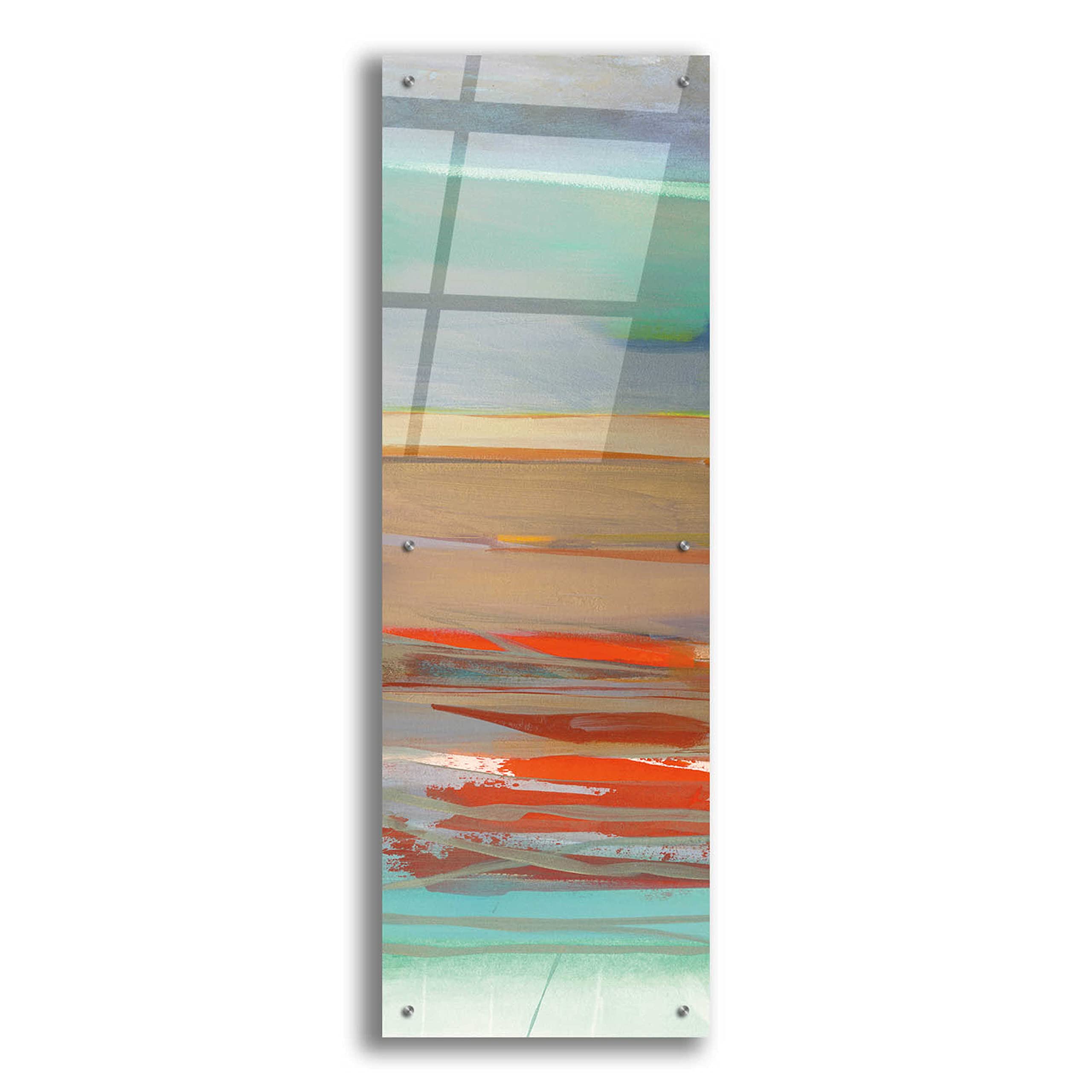 Epic Art 'Layers II' by Jo Maye - Modern Acrylic Glass Wall Art Painting 16x48 Inches - Perfect for Living Room, Bedroom & Office Decor
