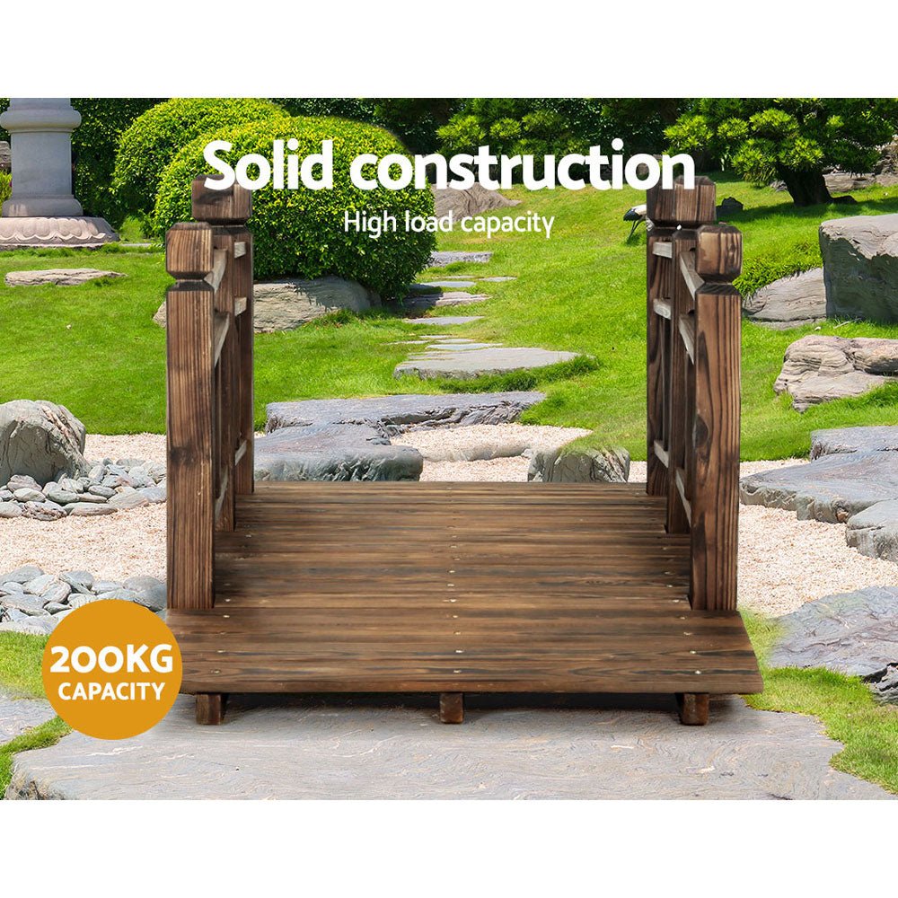 150cm Wooden Garden Bridge - Rustic Outdoor Decor for Landscaping, Yard & Pond Decoration | Perfect for Gardens, Patios & Backyard Pathways