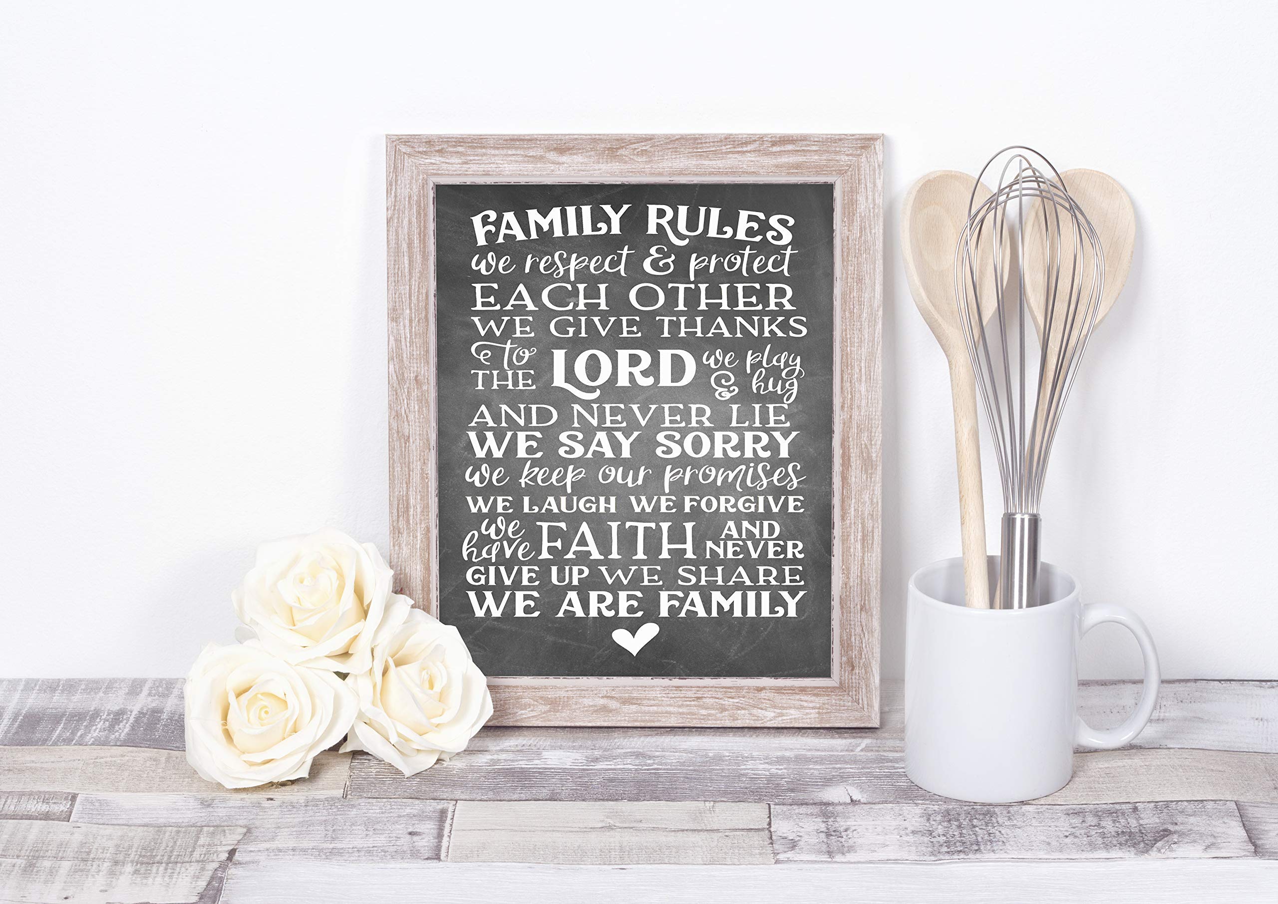 Family Rules Rustic Wall Decor Sign - 11x14