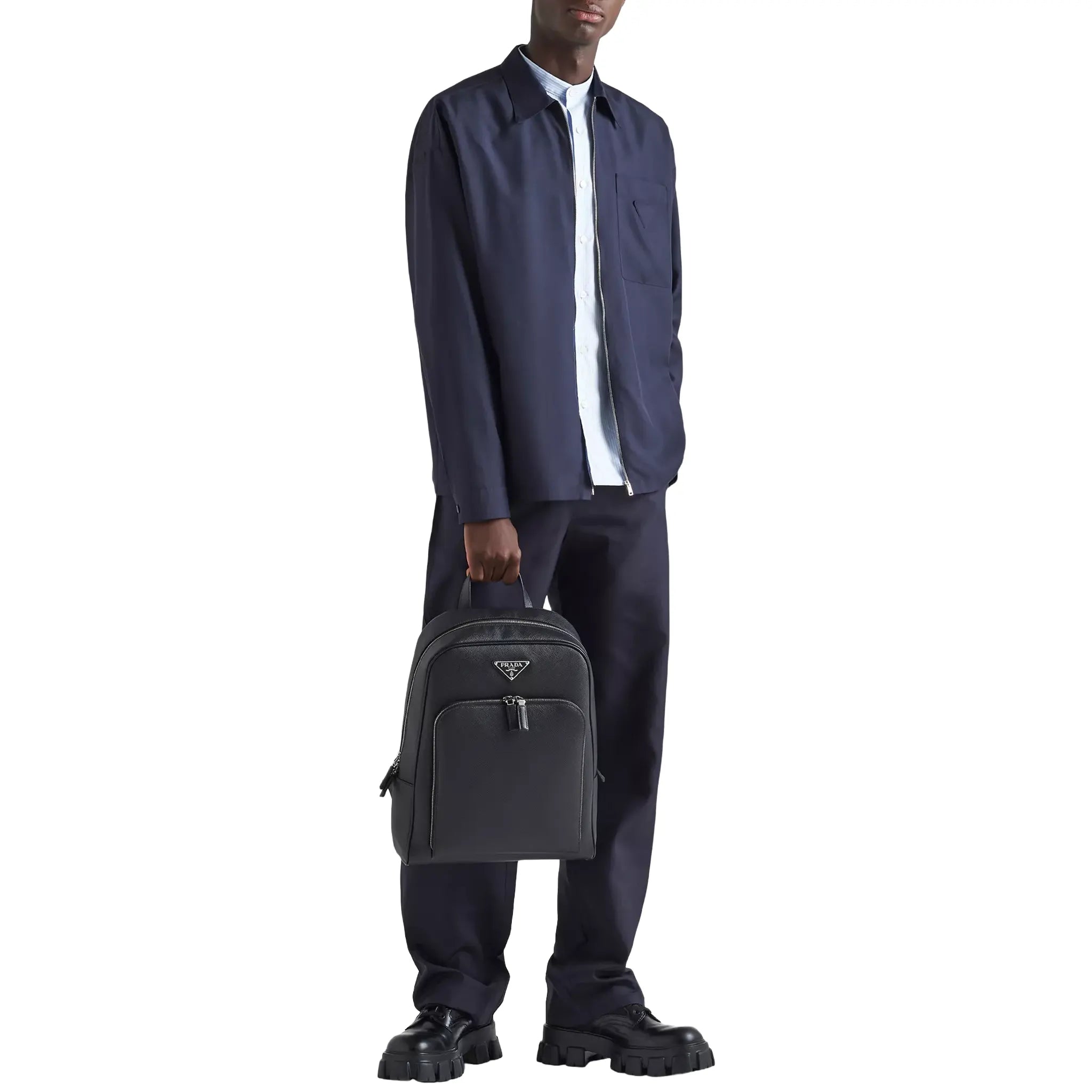 Prada Saffiano Leather Black Backpack for Women - Luxury Designer Handbag for Work, Travel & Everyday Use