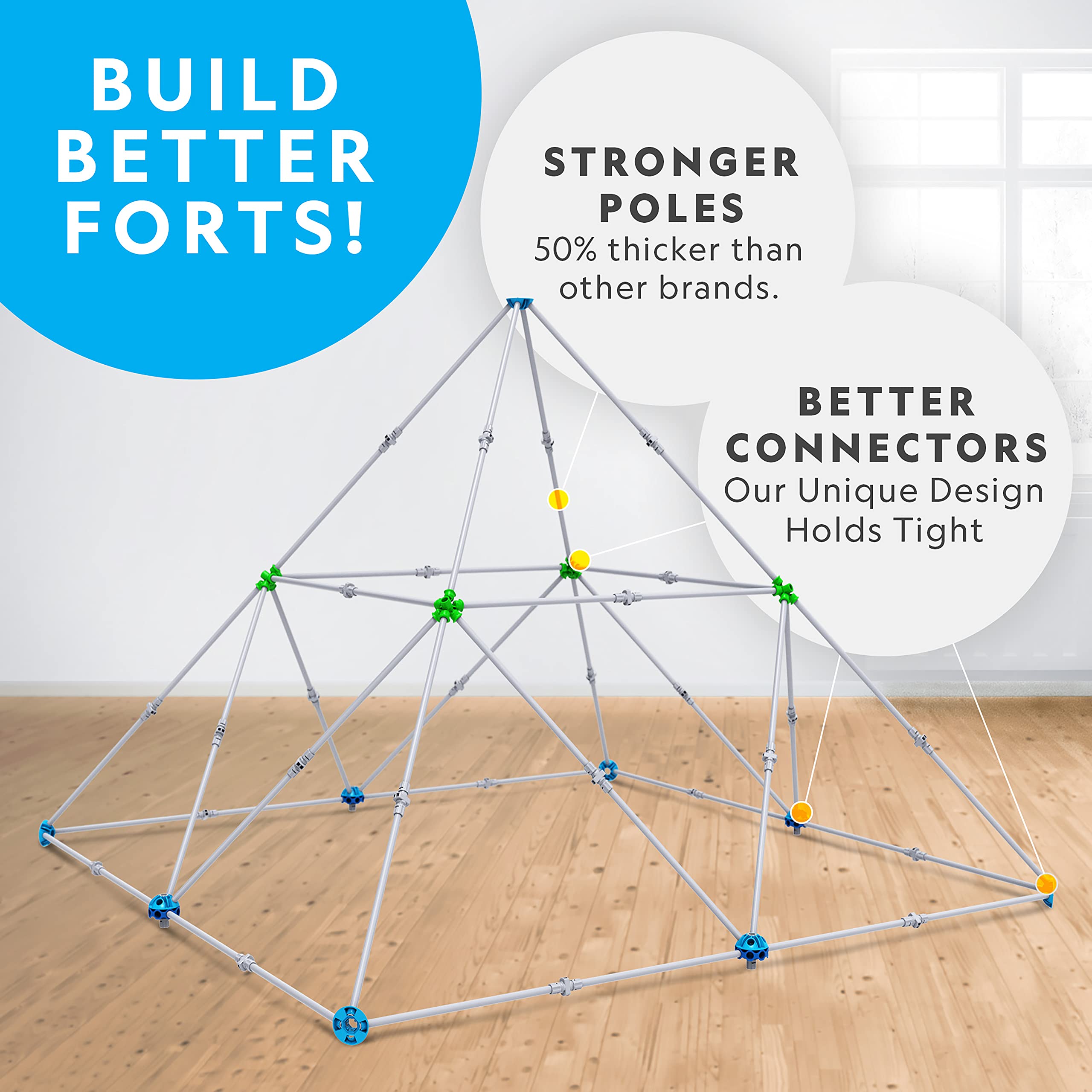 NATIONAL GEOGRAPHIC Kids Fort Building Kit - 135 Piece STEM Construction Set for Ages 6-12, Creative Indoor Play Tent & Blanket Castle (Amazon Exclusive) | Perfect for Sleepovers, Playdates & Imaginative Adventures