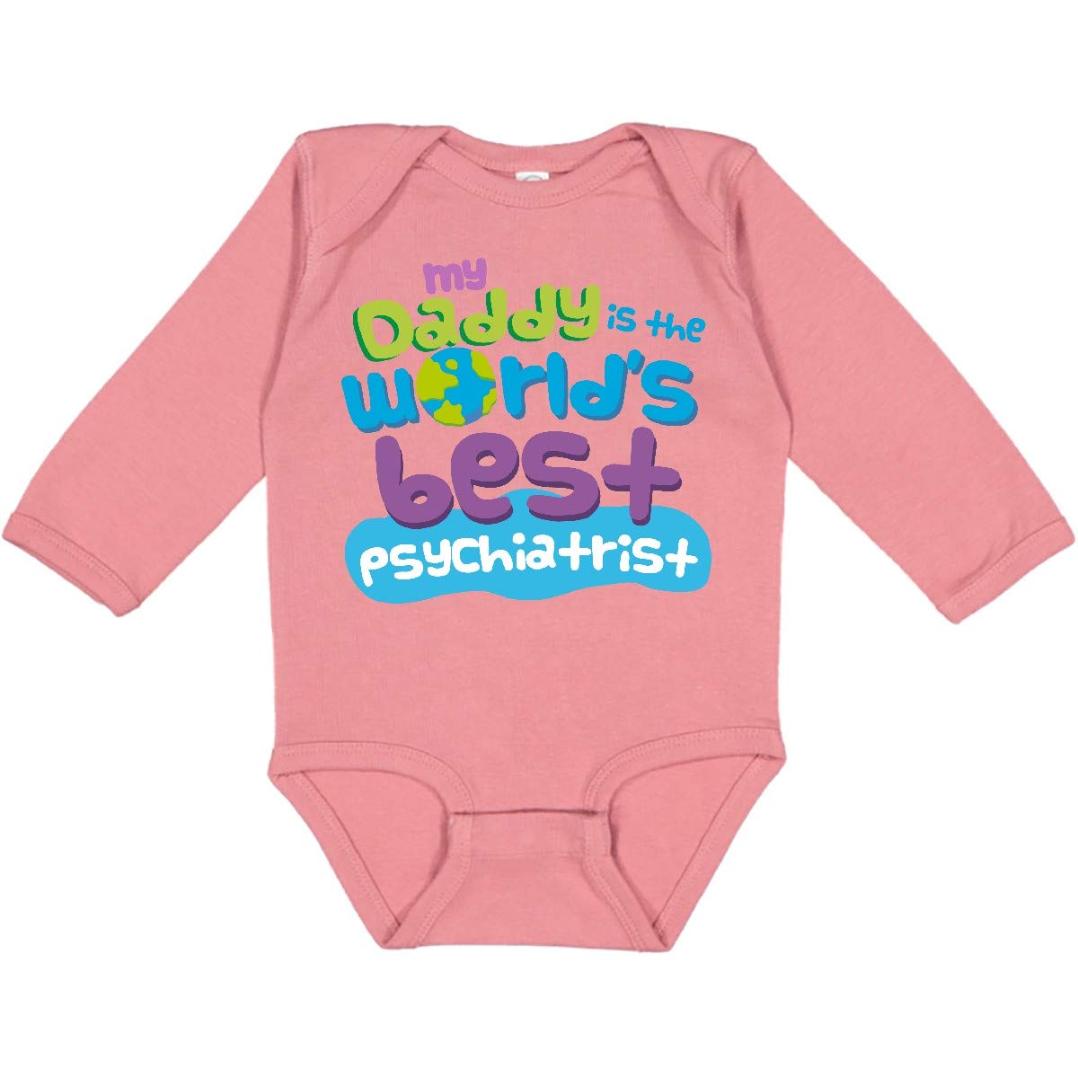 Inktastic Daddy Worlds Best Psychiatrist Long Sleeve Baby Bodysuit - Funny Cute Infant Onesie for Newborns & Toddlers - Perfect Gift for First Time Dads & Psychology Enthusiasts