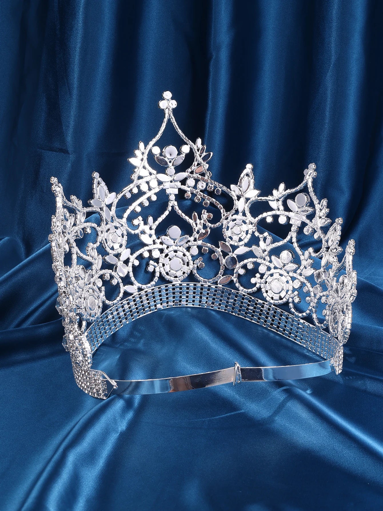 Imperial Aurora Pageant Crown – Silver Rhinestone Tiara with AB Stones for Beauty Queens, Pageants, Prom, Weddings & Special Events | Elegant Headpiece for Women & Girls