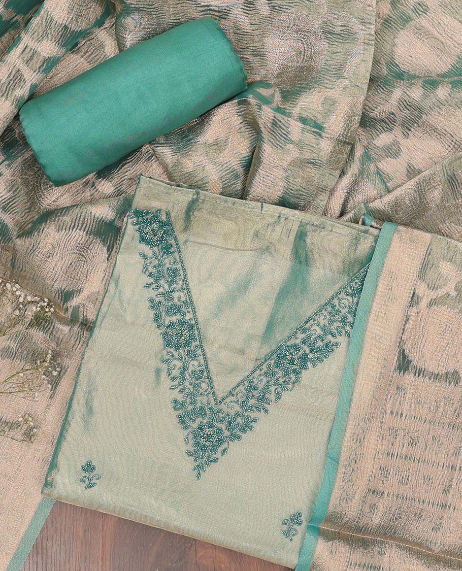Elegant Blue Chudidar Set with Embroidered V-Neck Top & Zari Dupatta - Perfect for Festivals, Weddings & Special Occasions