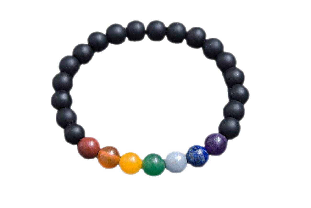 Shree Narayani 7 Chakra Stone Bracelet - Yoga & Meditation Energy Beaded Bracelet, Rainbow Chakra Jewelry Gift (6mm, 7