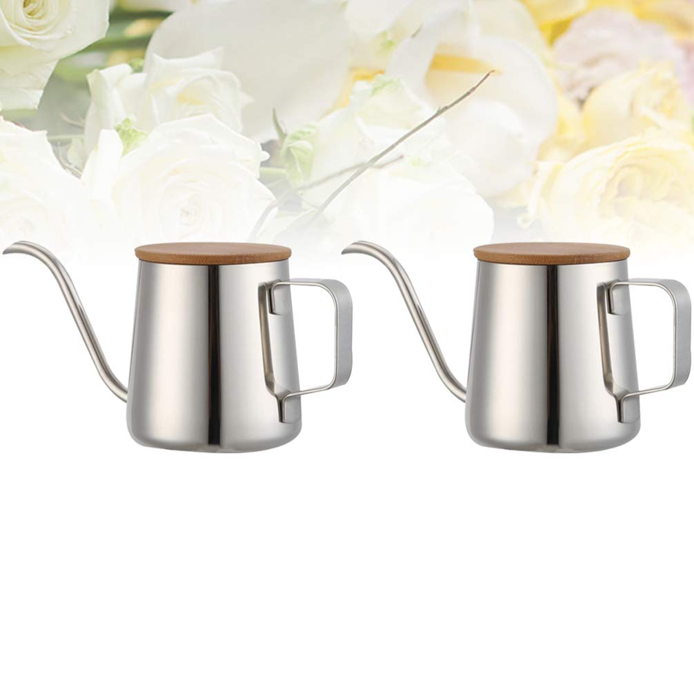 Premium Stainless Steel Gooseneck Coffee Kettle with Bamboo Lid - 2-Piece Barista Pour Over Tea Kettle Set for Precision Brewing | Ideal for Pour Over Coffee, Tea Making & Home Kitchen Use