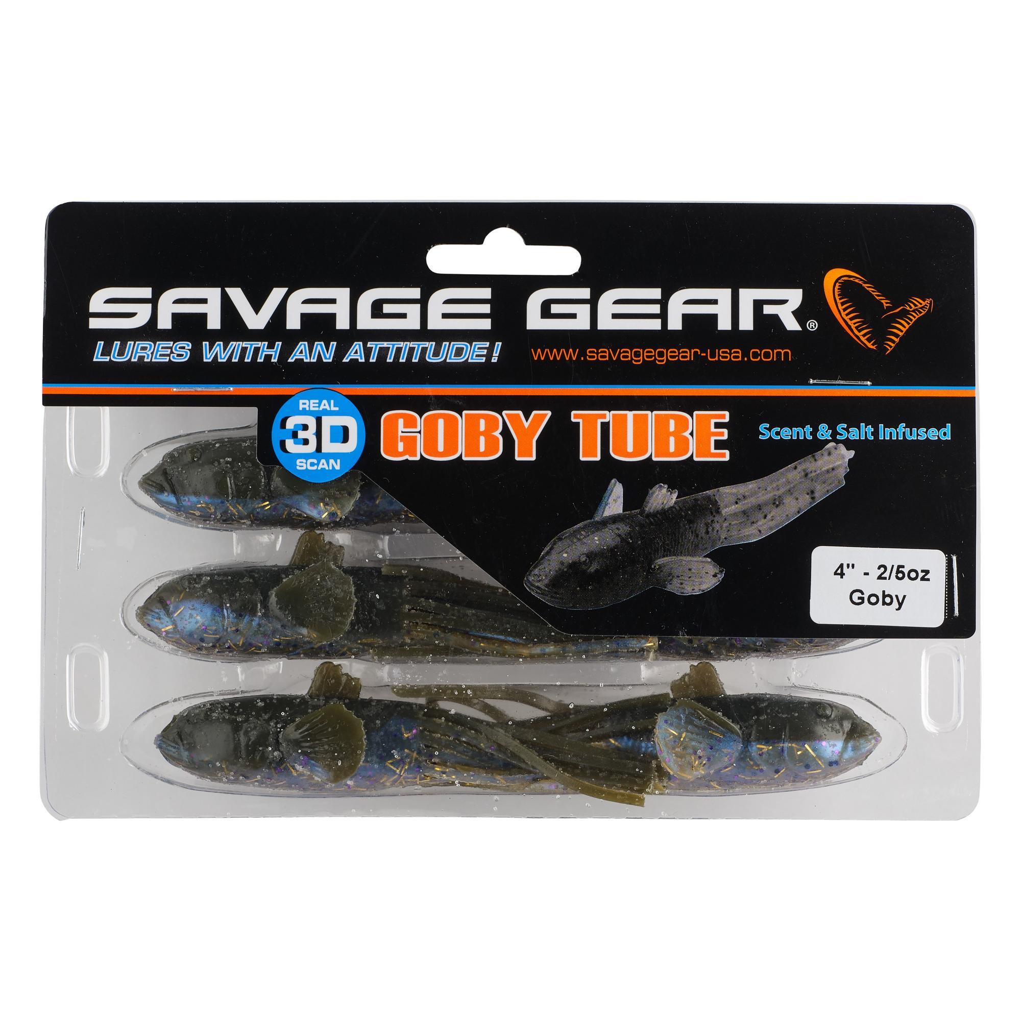 Savage Gear 3D Goby Tube Baits 6 Pack - Realistic Soft Fishing Lures for Bass, Walleye & Saltwater Fish - Perfect for Freshwater & Saltwater Fishing, Kayak Fishing, and Ice Fishing