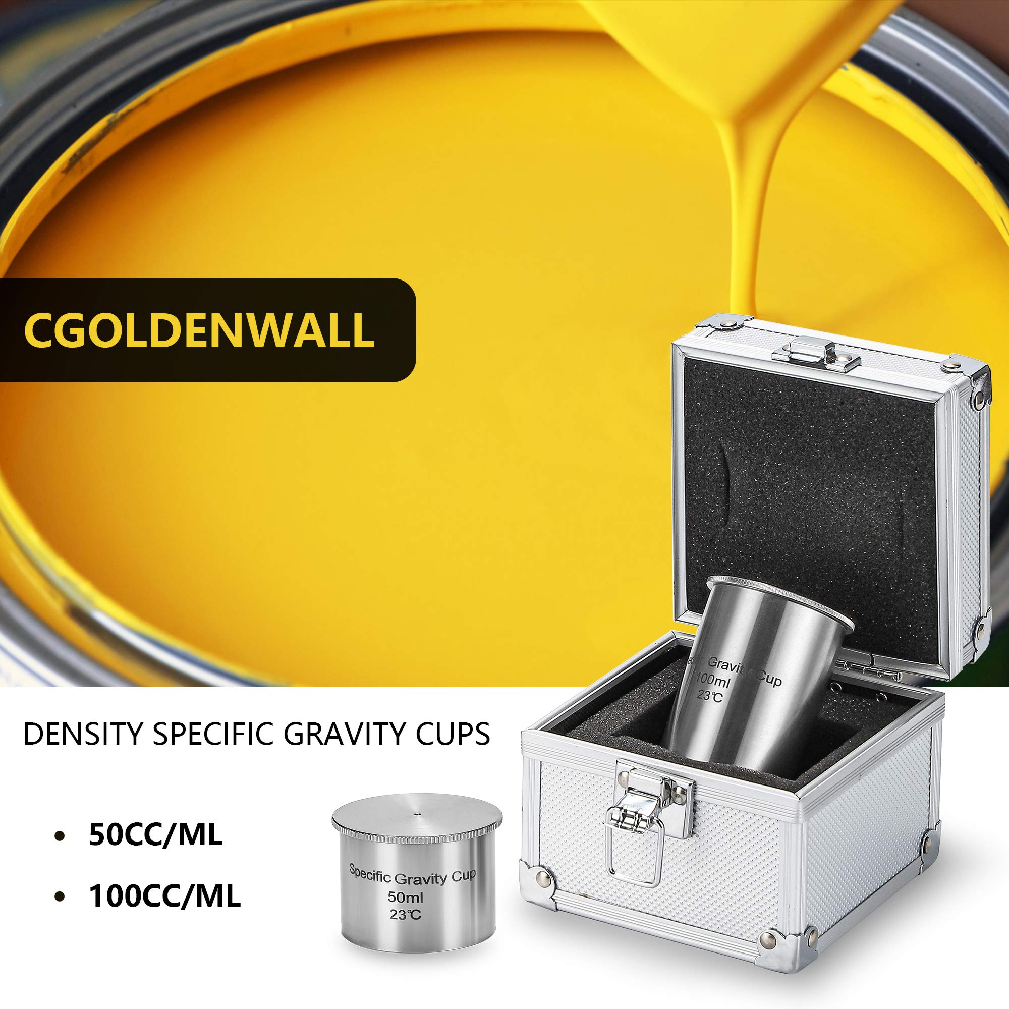 CGOLDENWALL Stainless Steel Density & Specific Gravity Test Cup - 50ml/100ml Capacity - Lab Equipment for Liquid Measurement (Ideal for Chemistry, Petroleum & Industrial Applications)