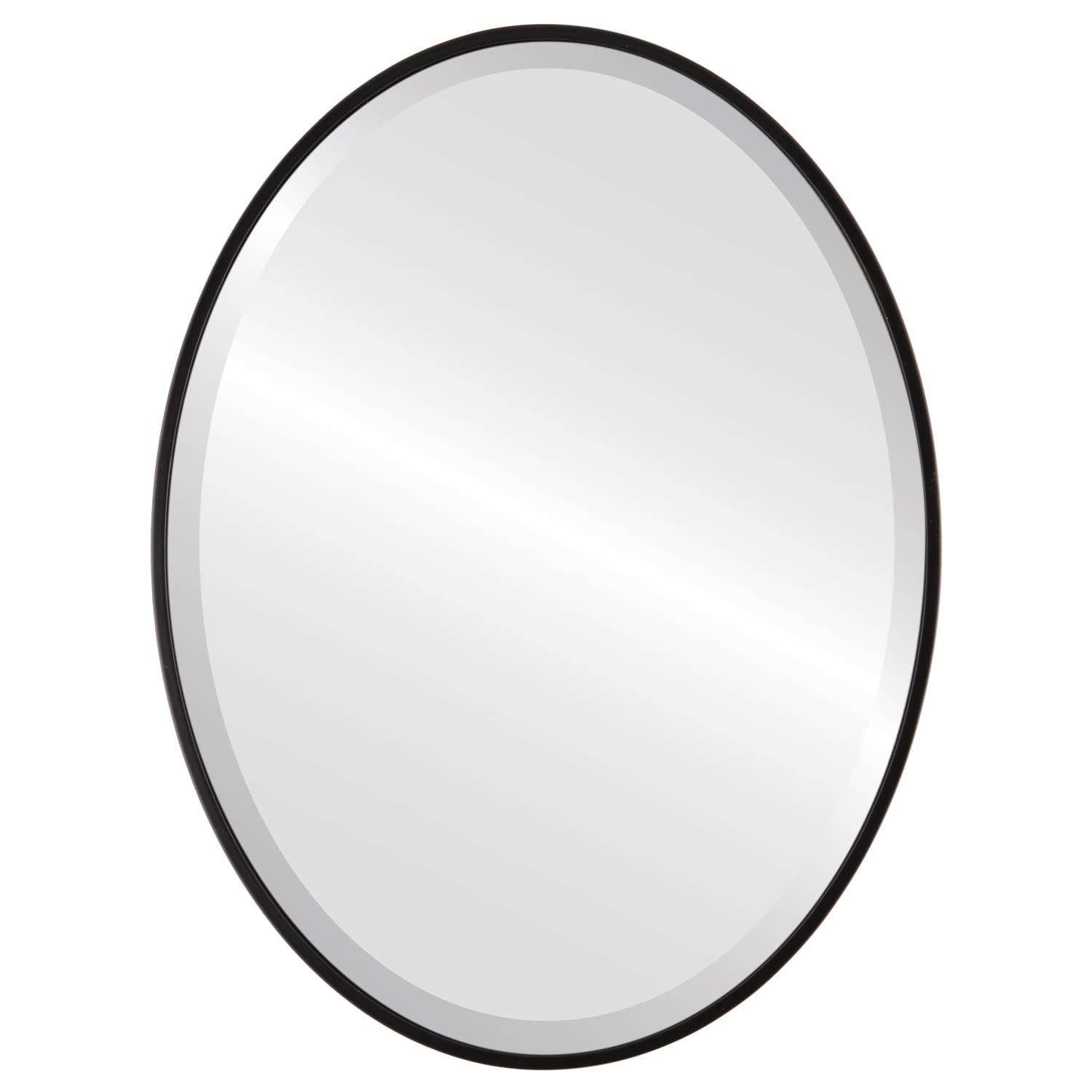 OVALCREST - 16.6x20.6 Inch Oval Wooden Beveled Wall Mirror - Matte Black Frame for Bathroom Vanity, Bedroom, Living Room & Hallway Decor - Singapore Style Home Accent - Perfect for Makeup, Dressing & Wall Decor