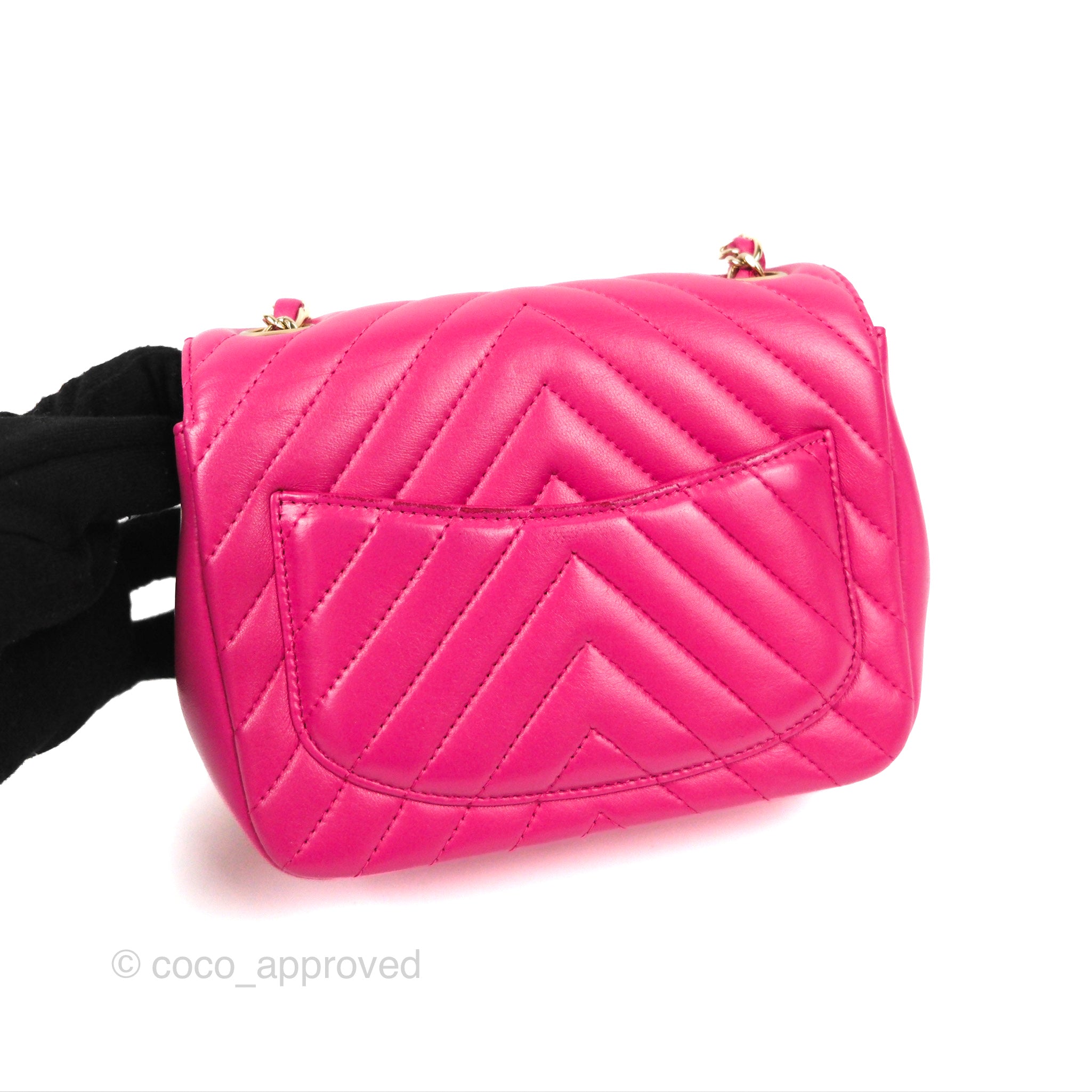 Chanel Chevron Mini Square Flap Bag in Pink Lambskin with Gold Hardware - Perfect for Evening Parties & Luxury Fashion Accessories