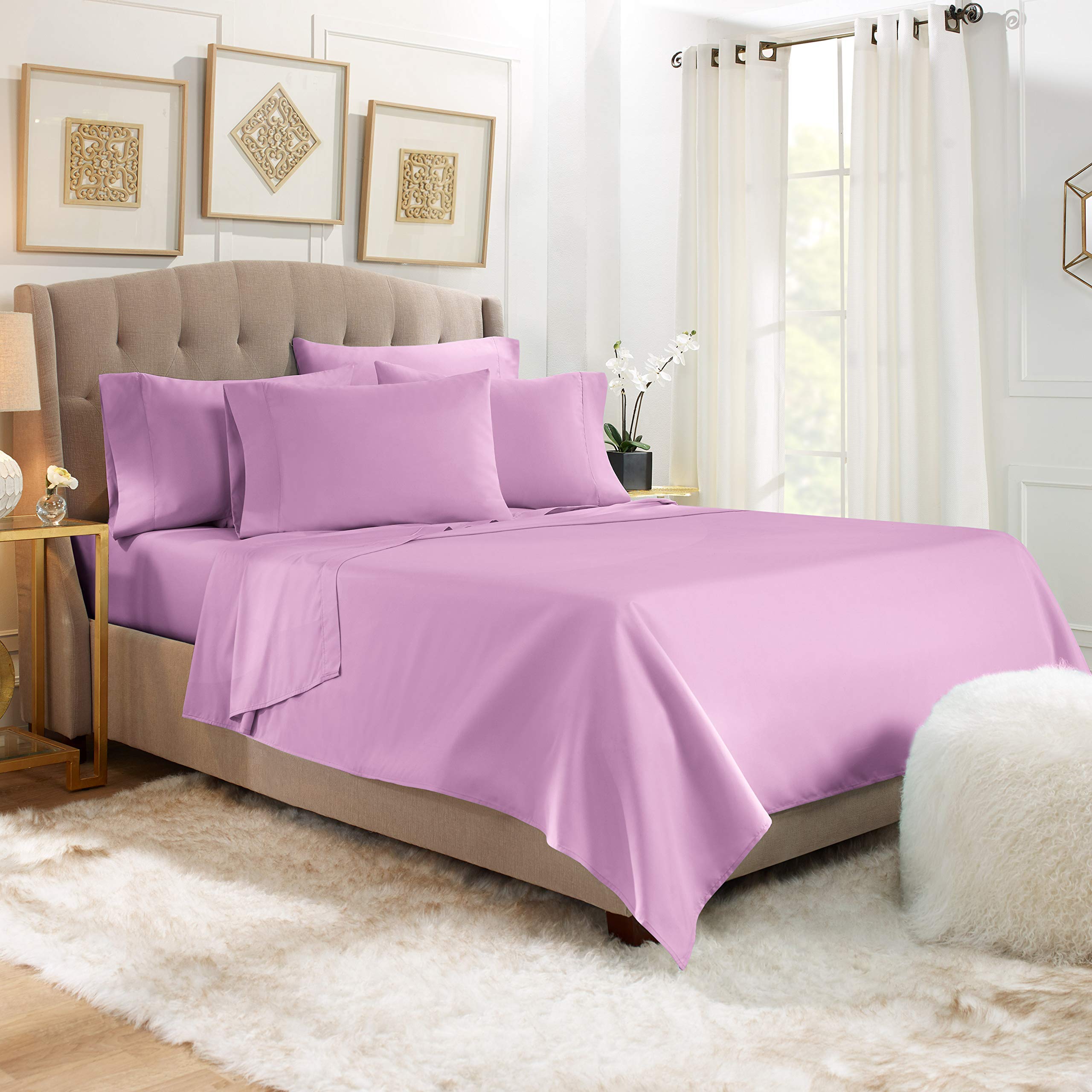 Premium 800 Thread Count 100% Cotton Split King Sheet Set for Adjustable Beds - 4 Piece Bedding with 34