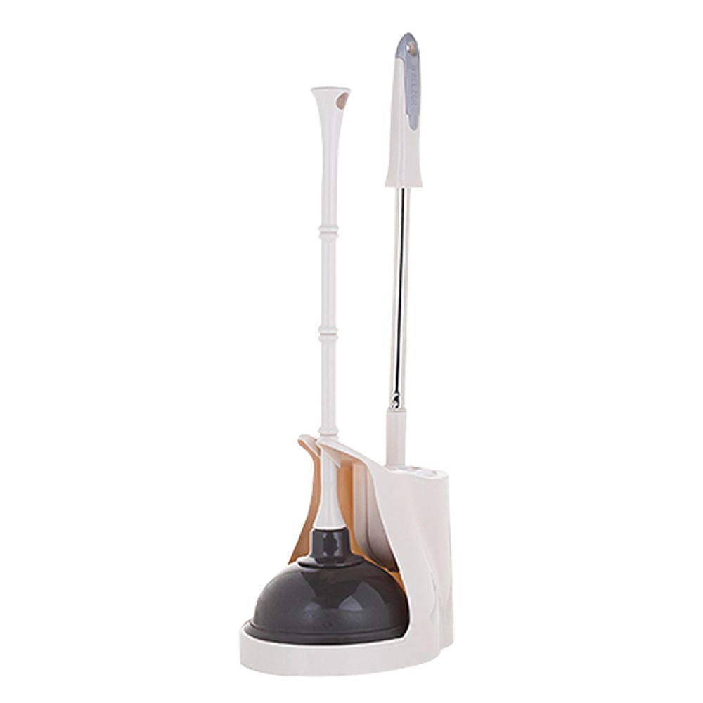 Long Handle Toilet Brush and Plunger Set with Holder - Bathroom Cleaning Kit for Deep Cleaning and Stain Removal - Perfect for Home, Apartment, and RV Use