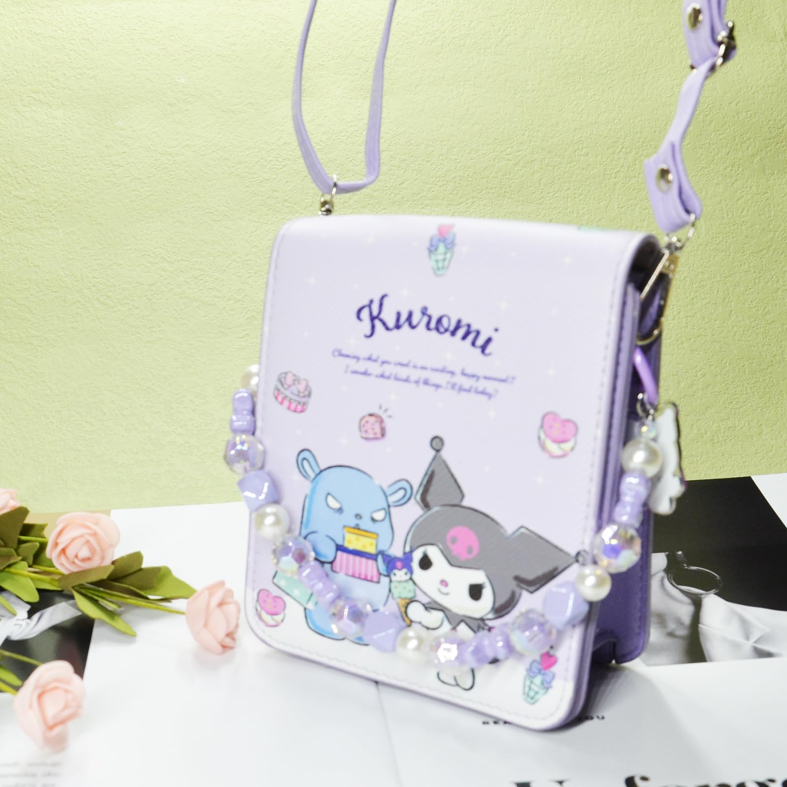 Cute Kumi Crossbody Bag for Women - Adjustable Shoulder Strap & Hand Chain, Kawaii Kitty Purse with Buckle, Wallet & Coin Pouch | Perfect for School, Travel, Shopping & Daily Use