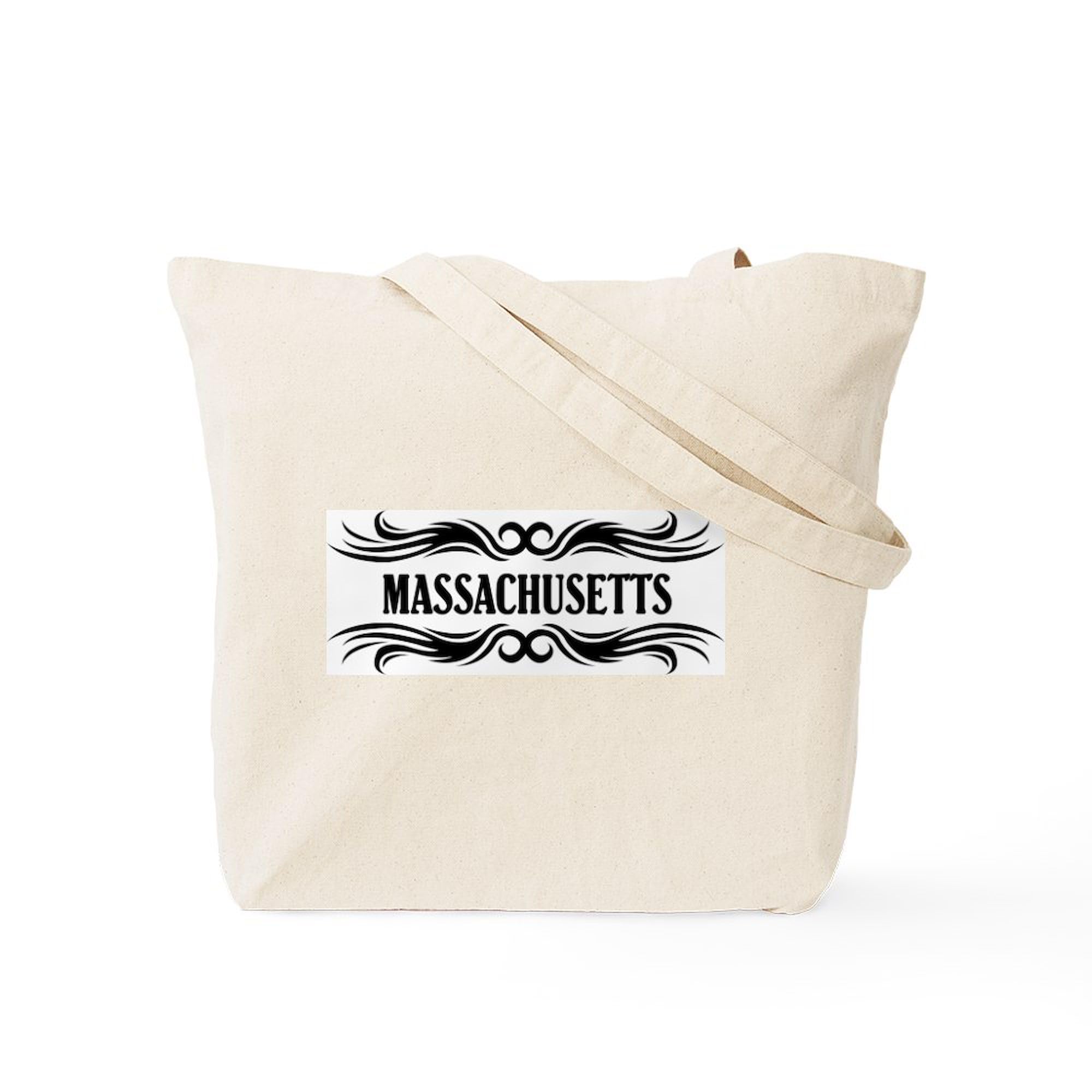 Massachusetts Tribal Tattoo Design Canvas Tote Bag - Eco-Friendly Reusable Grocery Shopping Bag for Beach, Work & Farmers Market