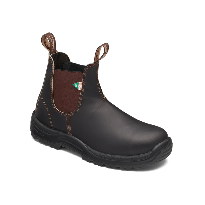 Blundstone 162 Work & Safety Boots - Stout Brown Leather Steel Toe Work Boots for Men & Women | Durable & Comfortable for Construction, Warehouse & Outdoor Jobs