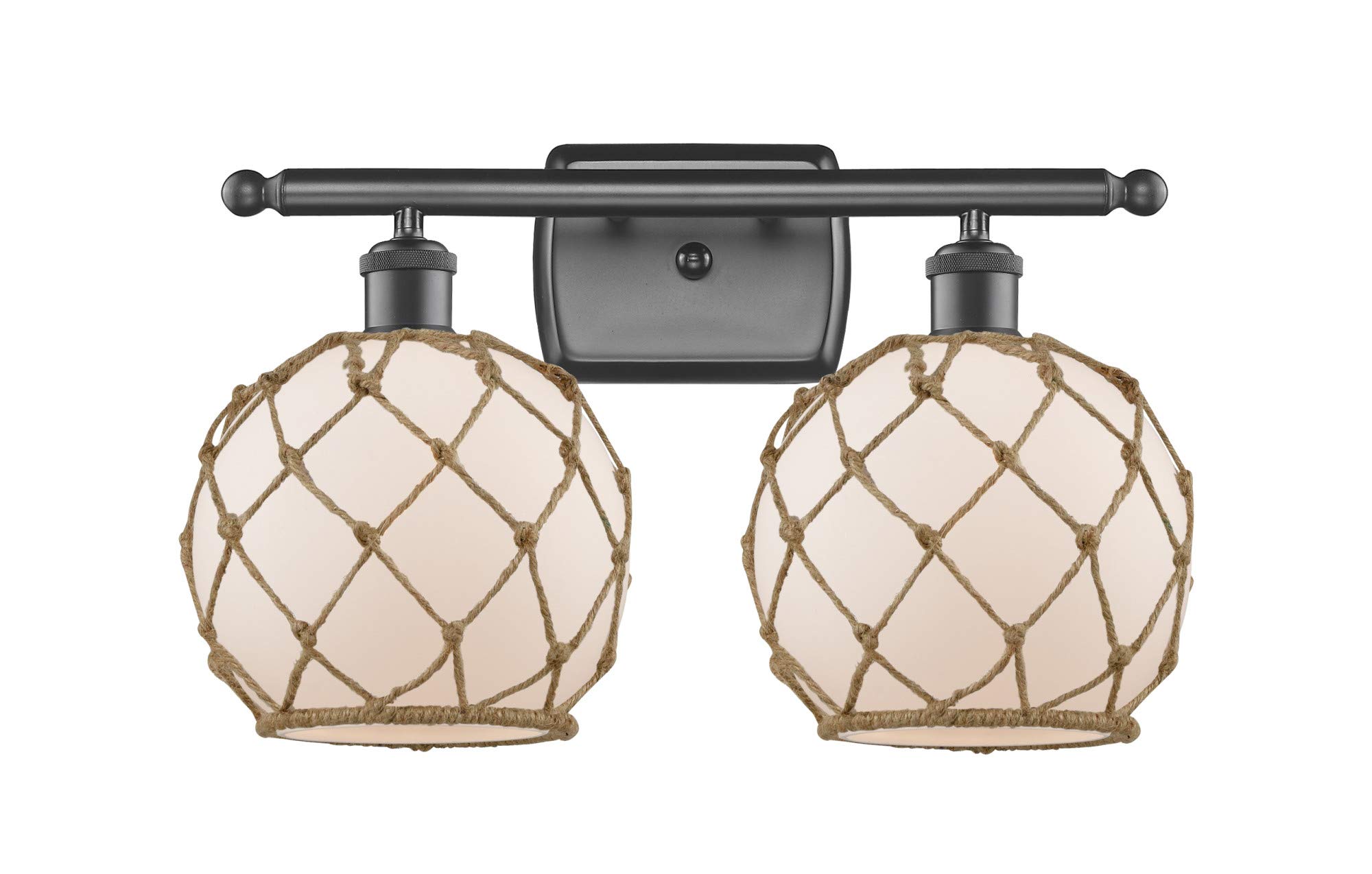 Farmhouse Rope 2-Light Bathroom Vanity Light - Ballston Collection by Innovations Lighting - Rustic Oil Rubbed Bronze Finish - Perfect for Bathroom, Powder Room & Farmhouse Decor