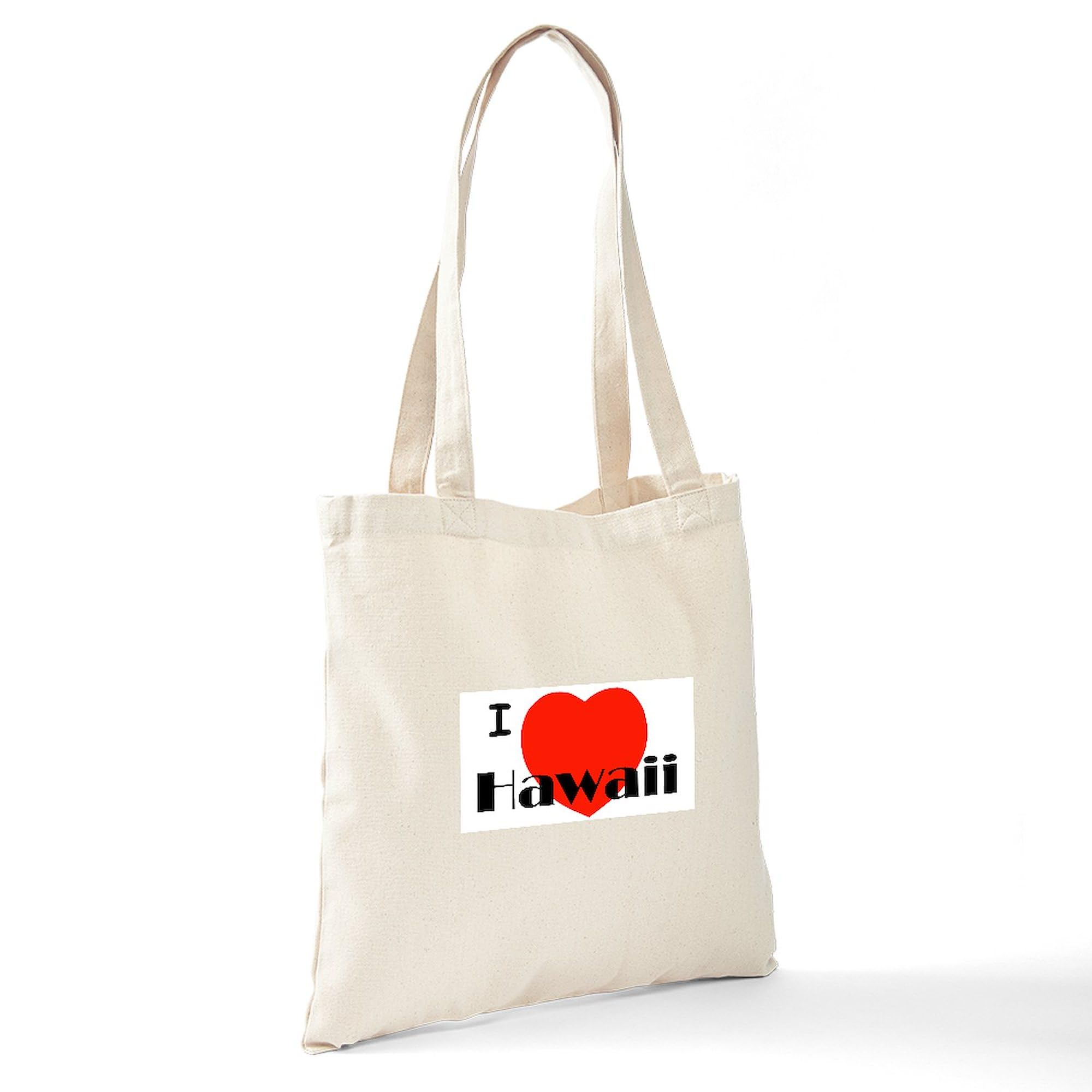I Love Hawaii Tote Bag - Natural Canvas Reusable Shopping Bag for Beach, Grocery & Travel | Eco-Friendly & Durable