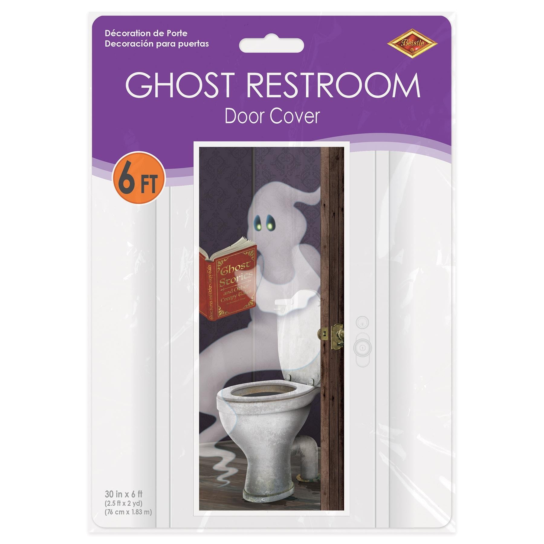 12 Pack Beistle Halloween Ghost Restroom Door Cover - Spooky Decor for Bathroom, Party & Haunted House - Perfect for Halloween Decorations & Scary Themed Events