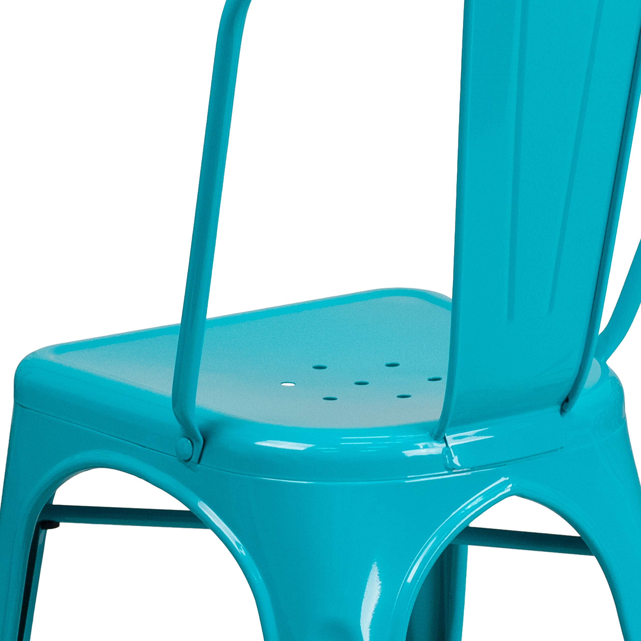 EMMA + OLIVER Commercial Grade Teal-Blue Metal Stackable Chair for Indoor & Outdoor Use - Perfect for Restaurants, Cafes, Patios, and Events