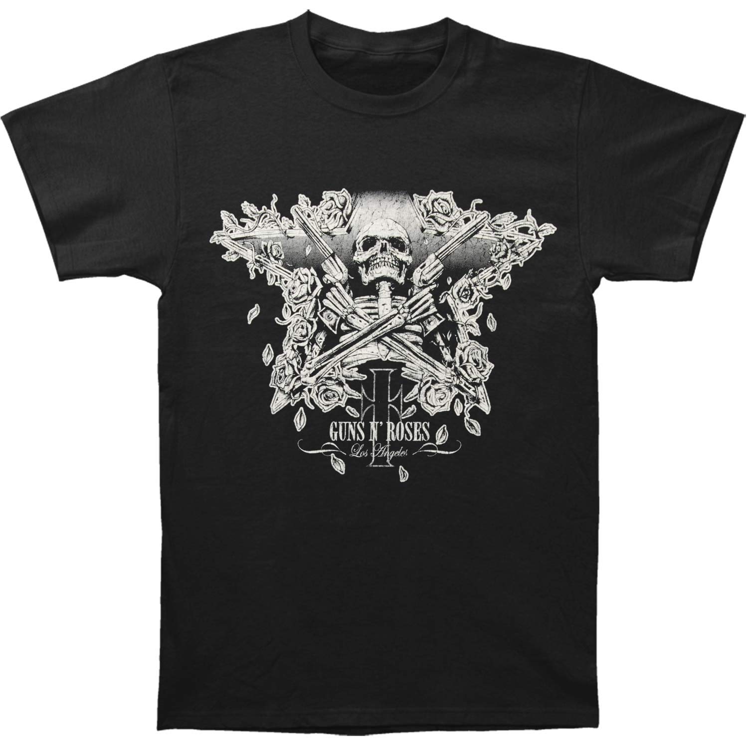 Guns N' Roses Men's Skeleton Guns Graphic Slim Fit T-Shirt - Black Cotton Tee for Rock Concerts & Casual Wear