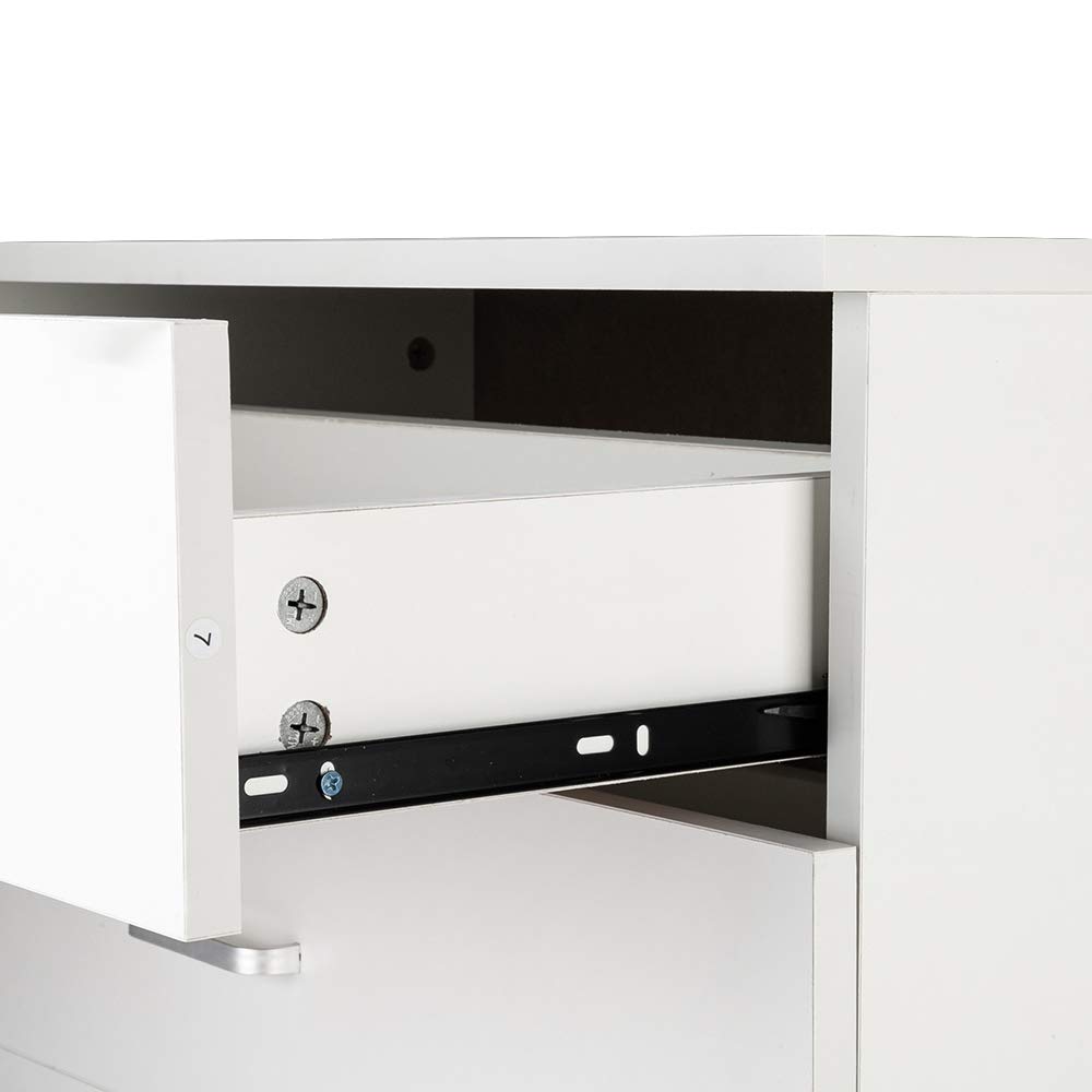 Henf 3 Drawer Wooden Dresser - Modern Chest of Drawers, Nightstand & End Table with Storage for Bedroom, Living Room & Hallway - Perfect for Small Space Organization & Home Decor (White)