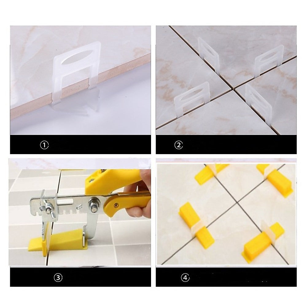 1000pcs Tile Leveling System Clips - Professional Floor and Wall Tile Spacers with Wedges - Perfect for DIY Home Renovation, Bathroom & Kitchen Tiling Projects
