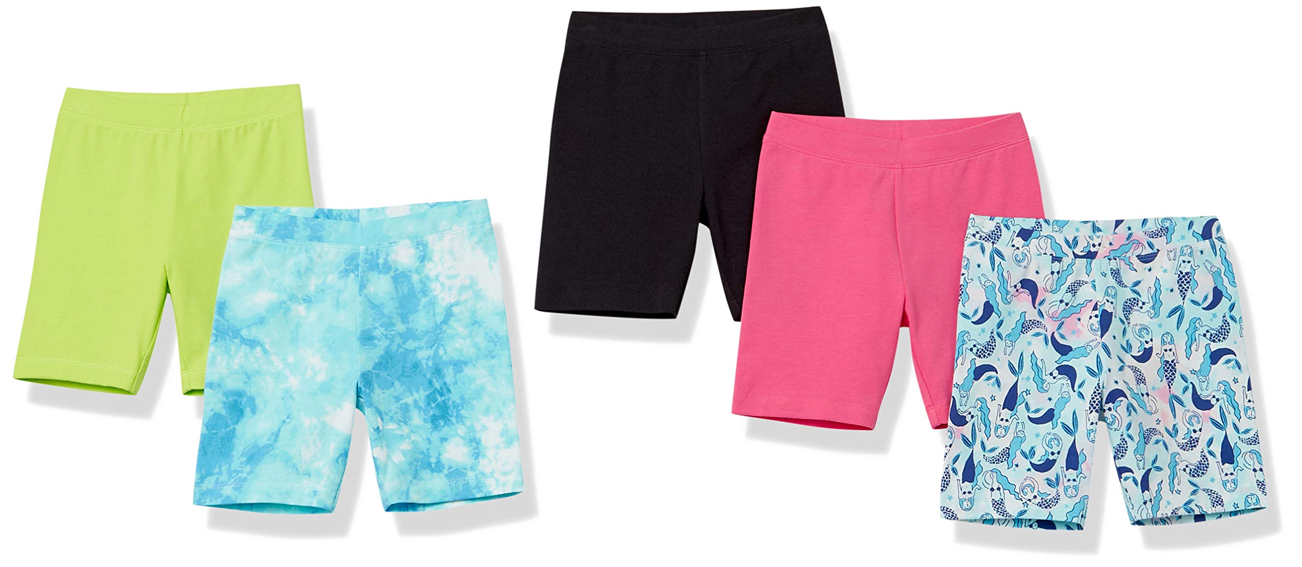 Amazon Essentials Girls and Toddlers' Bike Shorts - Soft Stretchy Active Shorts for Play, Sports & Everyday Wear (Multipack, Assorted Colors) - Perfect for Cycling, Gym, Dance & Playdates