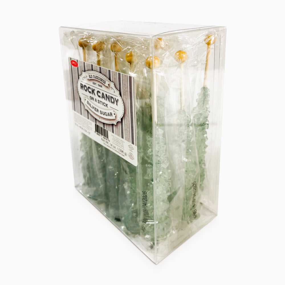 Espeez Old Fashioned Rock Candy Silver | 18ct Gift Box - Perfect for Birthday Parties, Wedding Favors & Candy Buffets