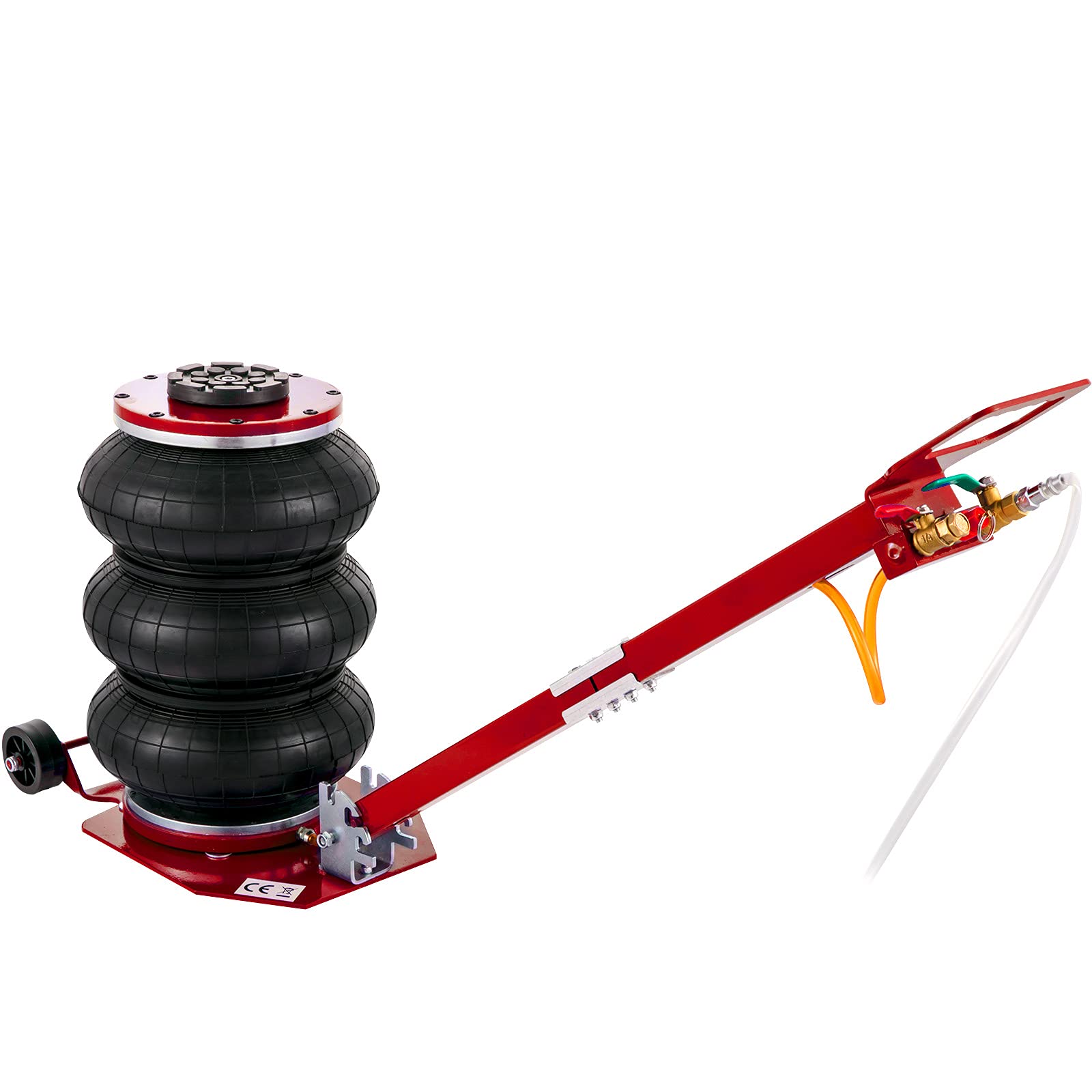 VEVOR 3 Ton (6600 lbs) Triple Bag Air Jack - Fast Lifting Car Jack with Adjustable Long Handle (Red) - Ideal for Emergency Roadside Repairs, Vehicle Maintenance, and Off-Road Recovery