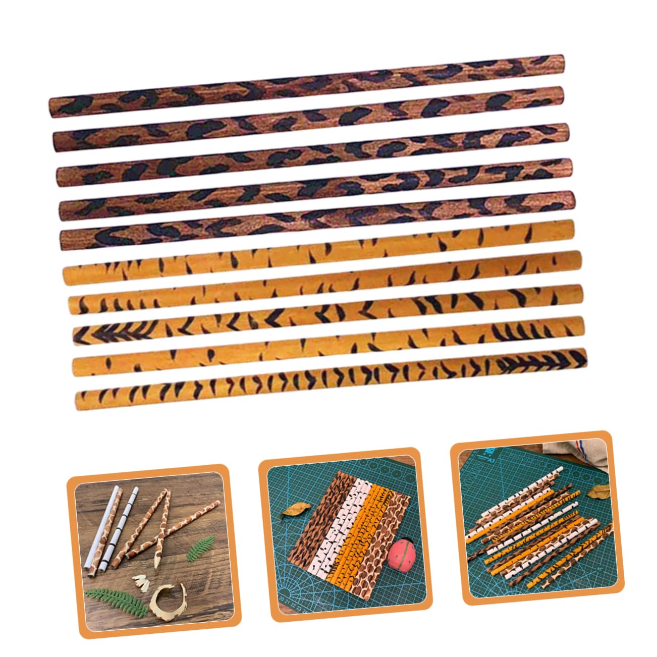 NUOBESTY 10pcs Animal Print Pencils - Wooden Log Design School Supplies for Kids, Party Favors, Classroom Rewards & Summer Camp Activities
